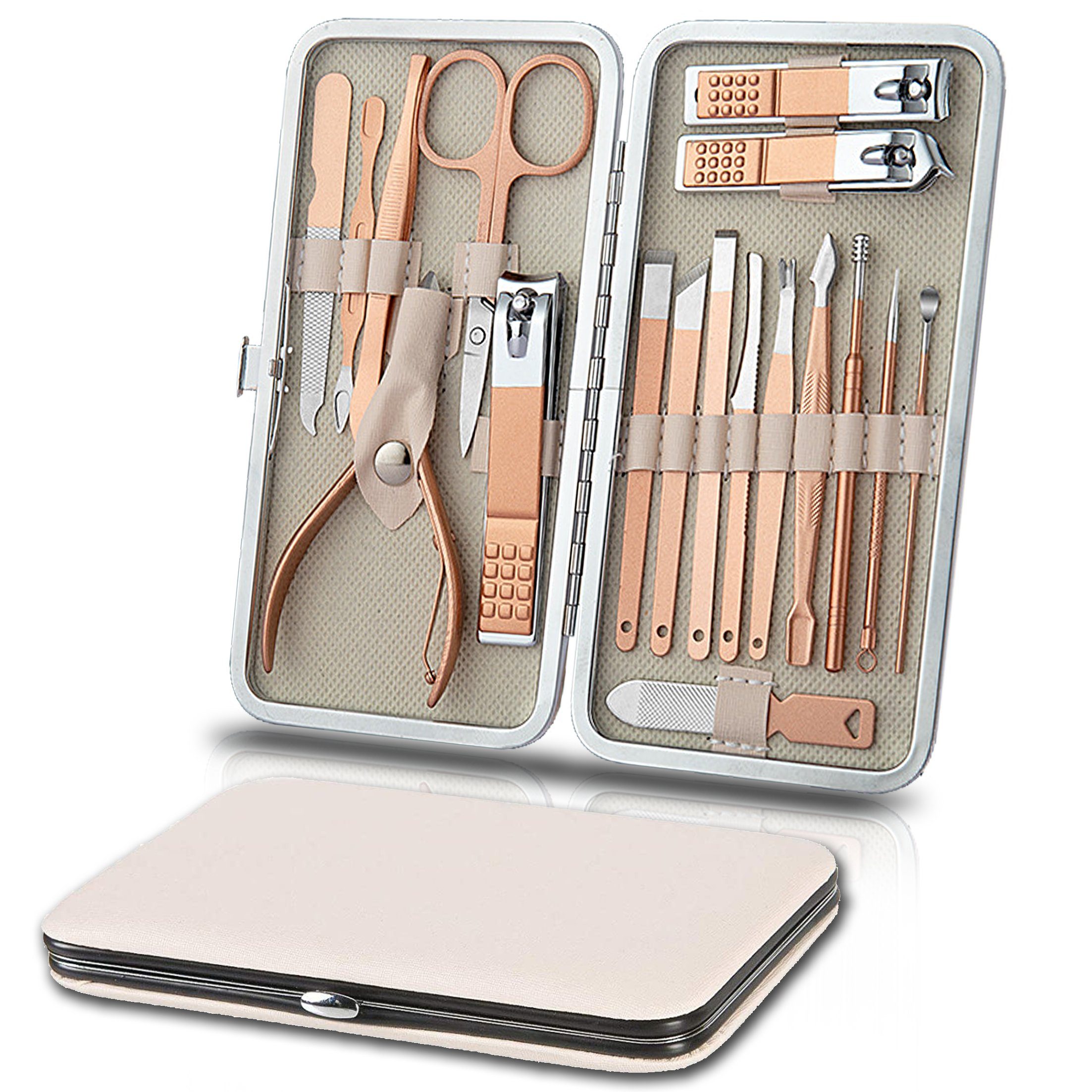 Scheiffy Maniküre-Pediküre-Set Edelstahlset,Nagelwerkzeuge,Hand/Fußpflege,Gesichtspflege,18 Stück