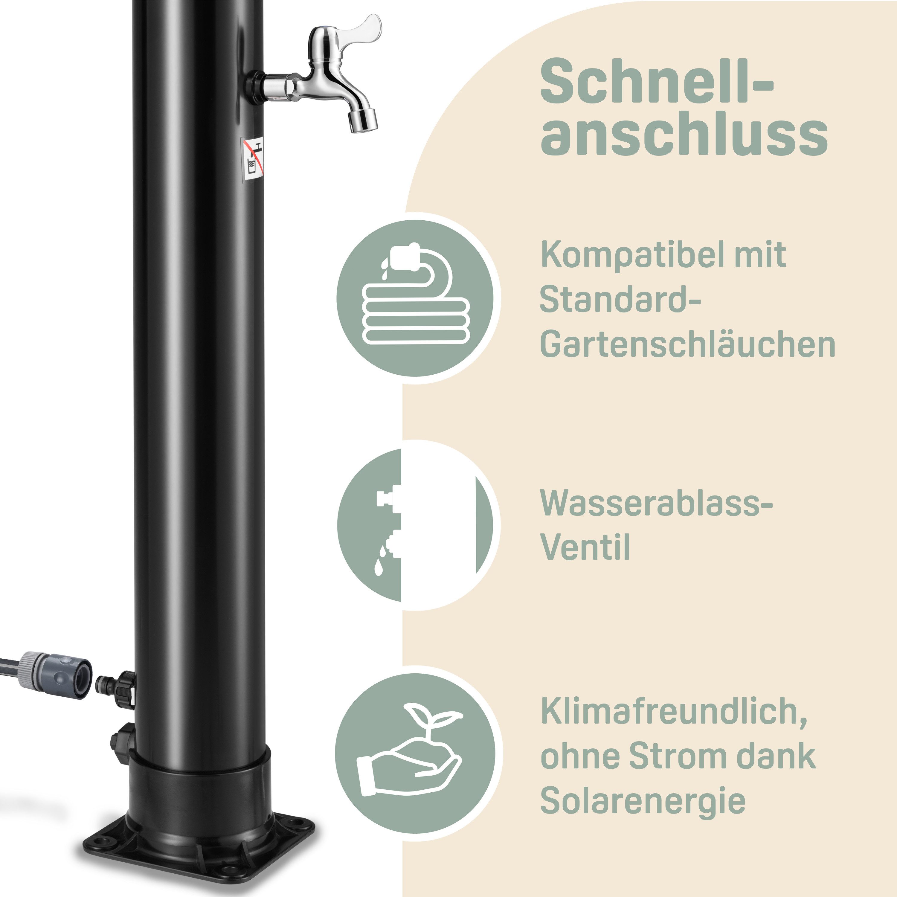 monzana Solardusche Solardusche, 20 Liter UV-beständig Kunststoff Regendusche Pooldusche Dusche