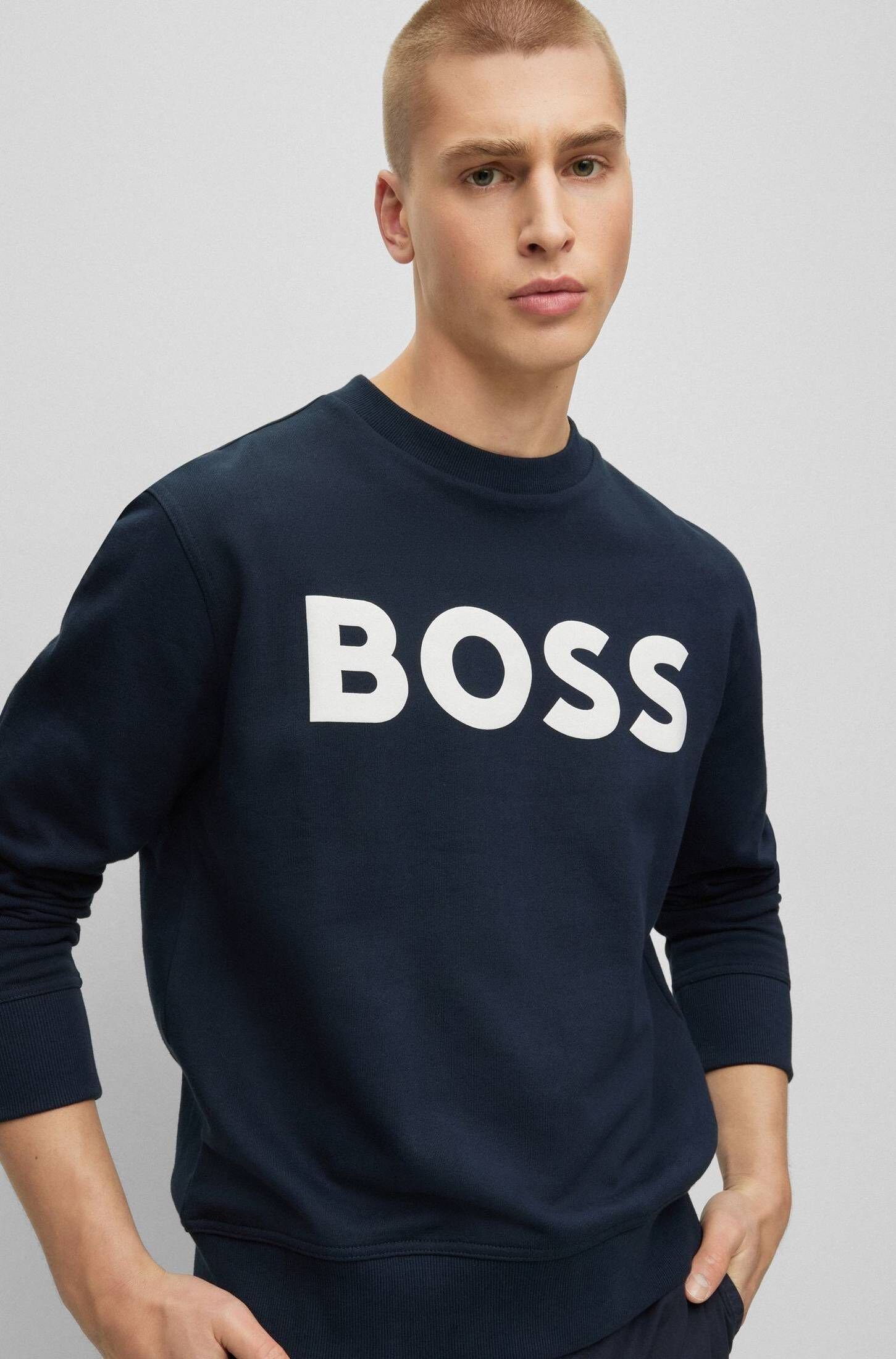 Herren marine Sweatshirt Relaxed Sweatshirt Fit (1-tlg) WEBASICCREW BOSS (52)