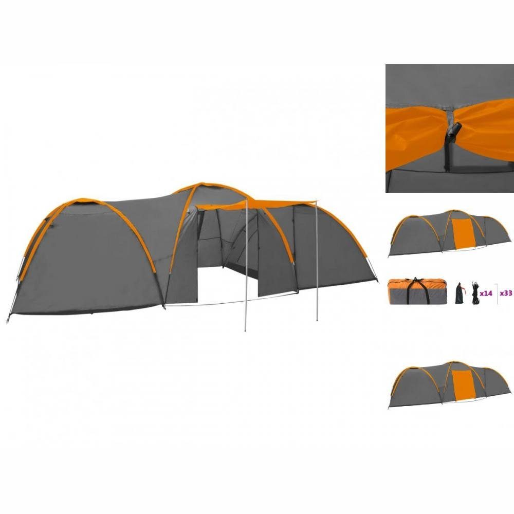 Campingzelt Wurfzelt und Orange Familienzelt Personen cm Grau 8 Kuppelzelt vidaXL 650x240x190 Igluzelt