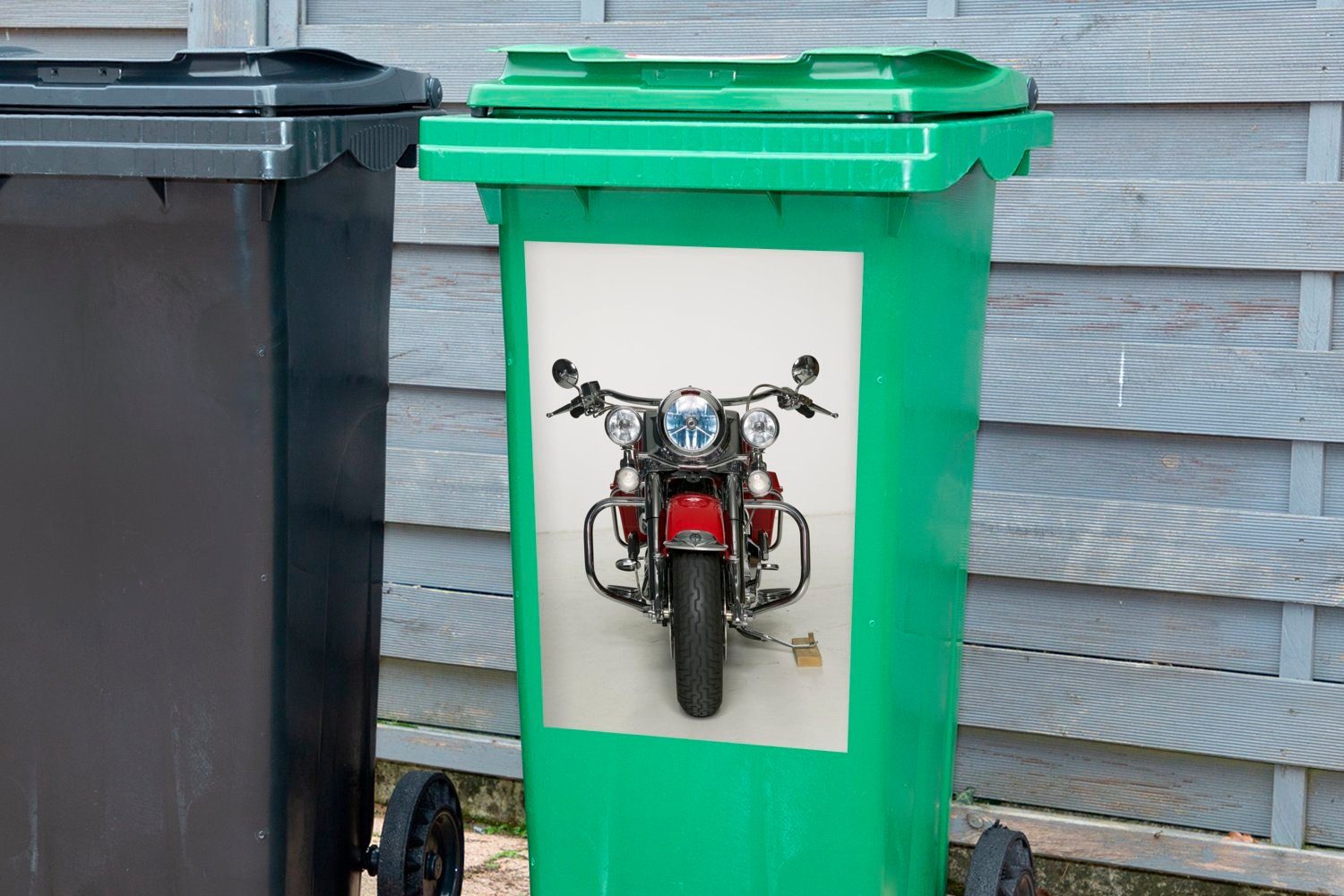 Abfalbehälter MuchoWow Motorrad Mülleimer-aufkleber, weißem Hintergrund (1 Wandsticker Rotes St), Container, Sticker, Mülltonne, auf