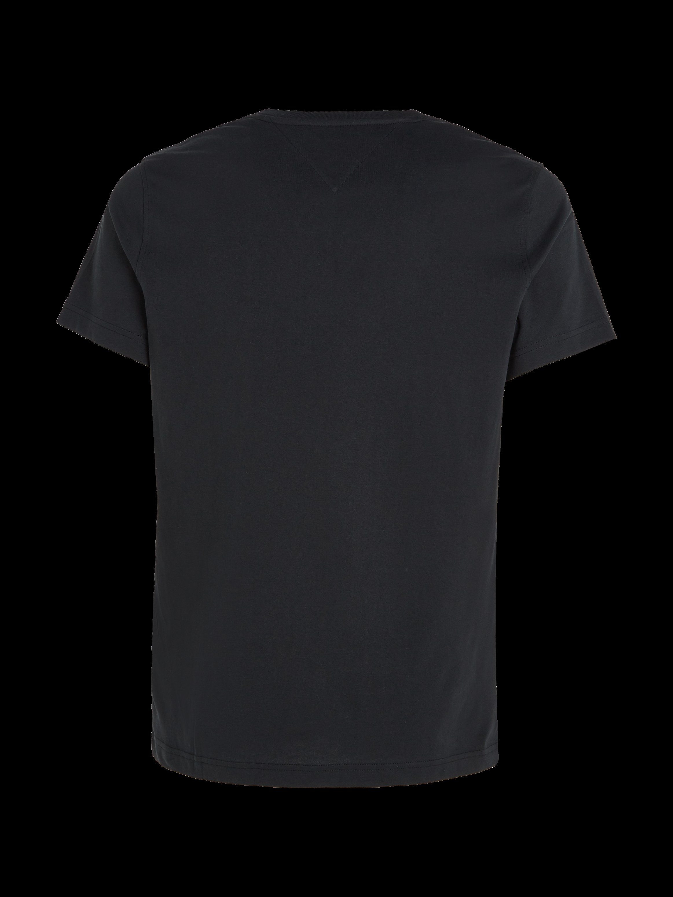 Tommy ORIGINAL mit Jeans TJM TEE dezenter black T-Shirt JERSEY und V-Ausschnitt tommy V 078 NECK Logo-Flag