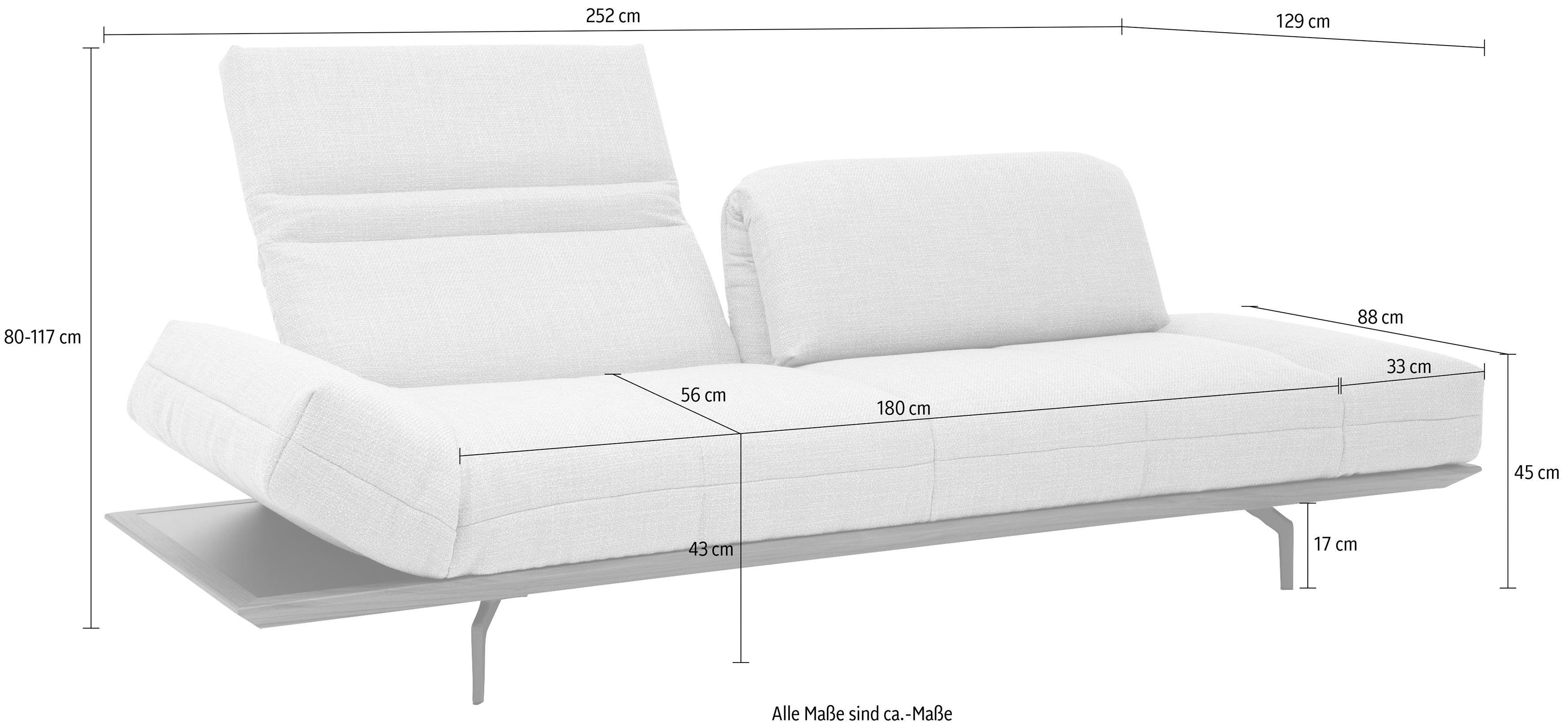 hülsta sofa 4-Sitzer hs.420, 252 oder 2 Holzrahmen Nußbaum, Natur in cm Qualitäten, in Breite Eiche