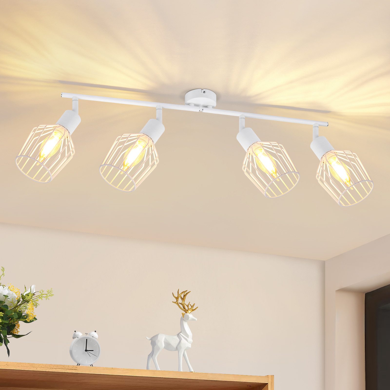 ZMH Deckenleuchte Wohnzimmer Schwarz/ Weiß 4 Flammig Deckenstrahler Drehbar günstig online kaufen