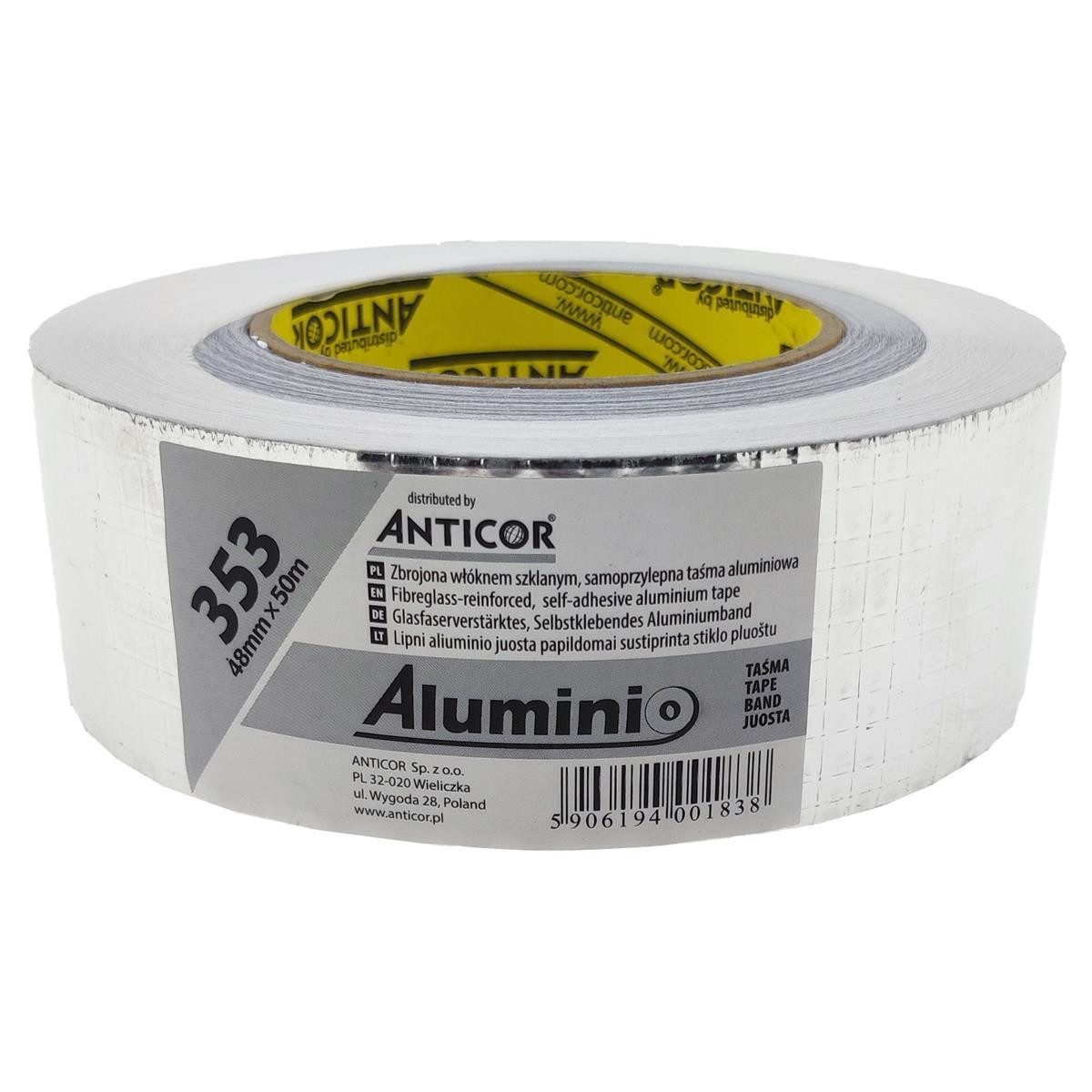 Dampfsperrklebeband 1 Rolle Aluminium Klebeband netzverstärkt 48mm x 50m (Rolle, 1-St., Aluminiumklebeband) Aluklebeband Aluminium-Klebeband