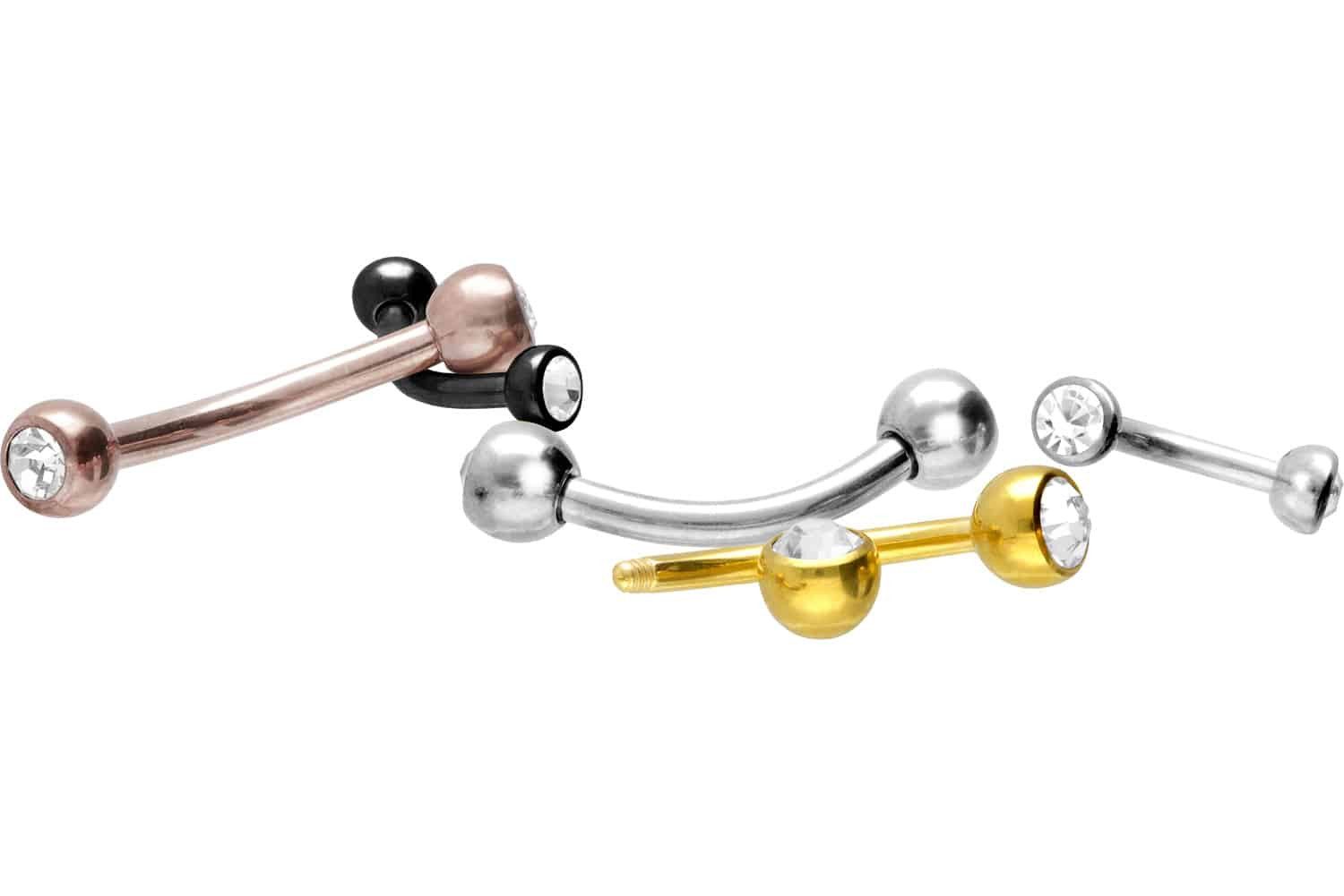 PIERCINGLINE Bauchnabelpiercing Chirurgenstahl Banane ZWEI KRISTALLE günstig online kaufen