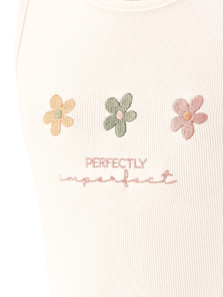 happy girls Ripptanktop Ripptop Stickerei Blumen (1-tlg) edles geripptes Material