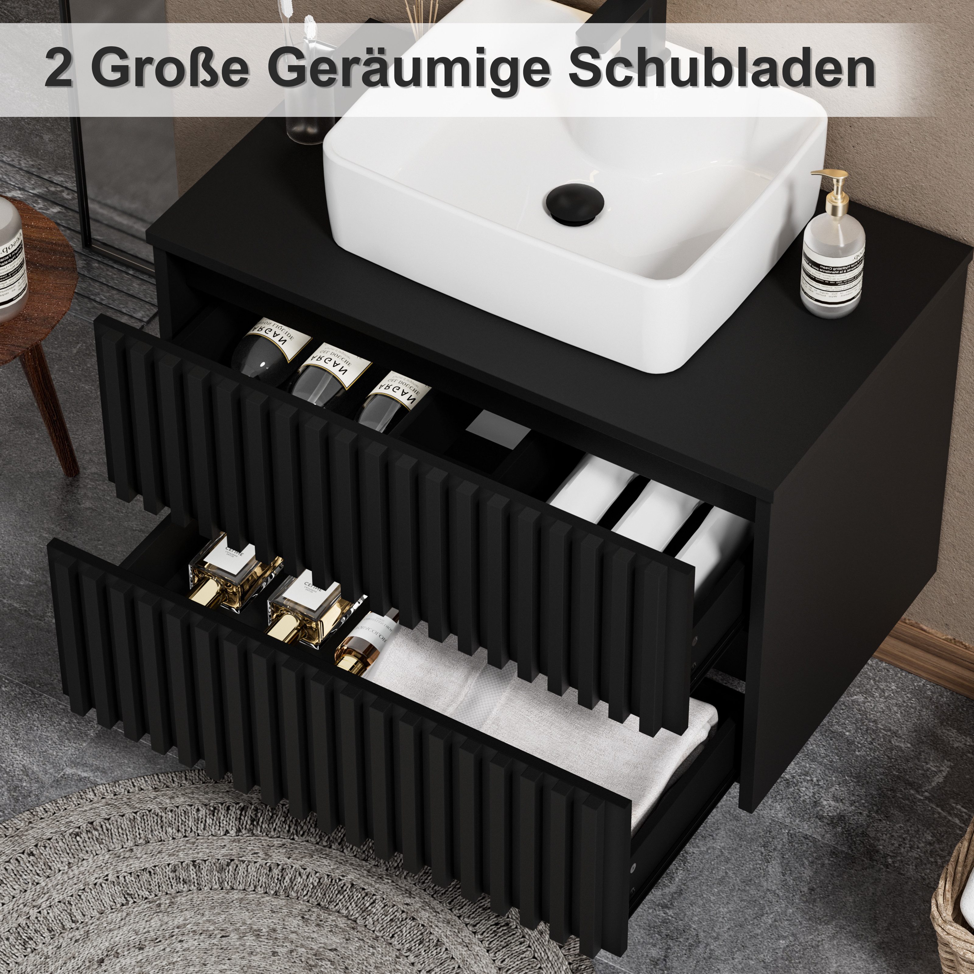 UEV Unterschrank Waschbeckenunterschrank Hängeschrank Badezimmerschrank Wandschrank (Badmöbel, Badezimmmer Schrank) Soft-close Schubladen,Waschbeckenunterschran – Bild 5 von 5
