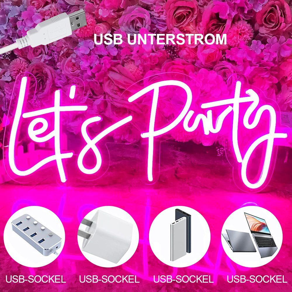 LED Deko Wand Sign Dekolicht MUPOO Light Party,Neon Let's Schild Neon Rosa Schlafzimmer,Neon