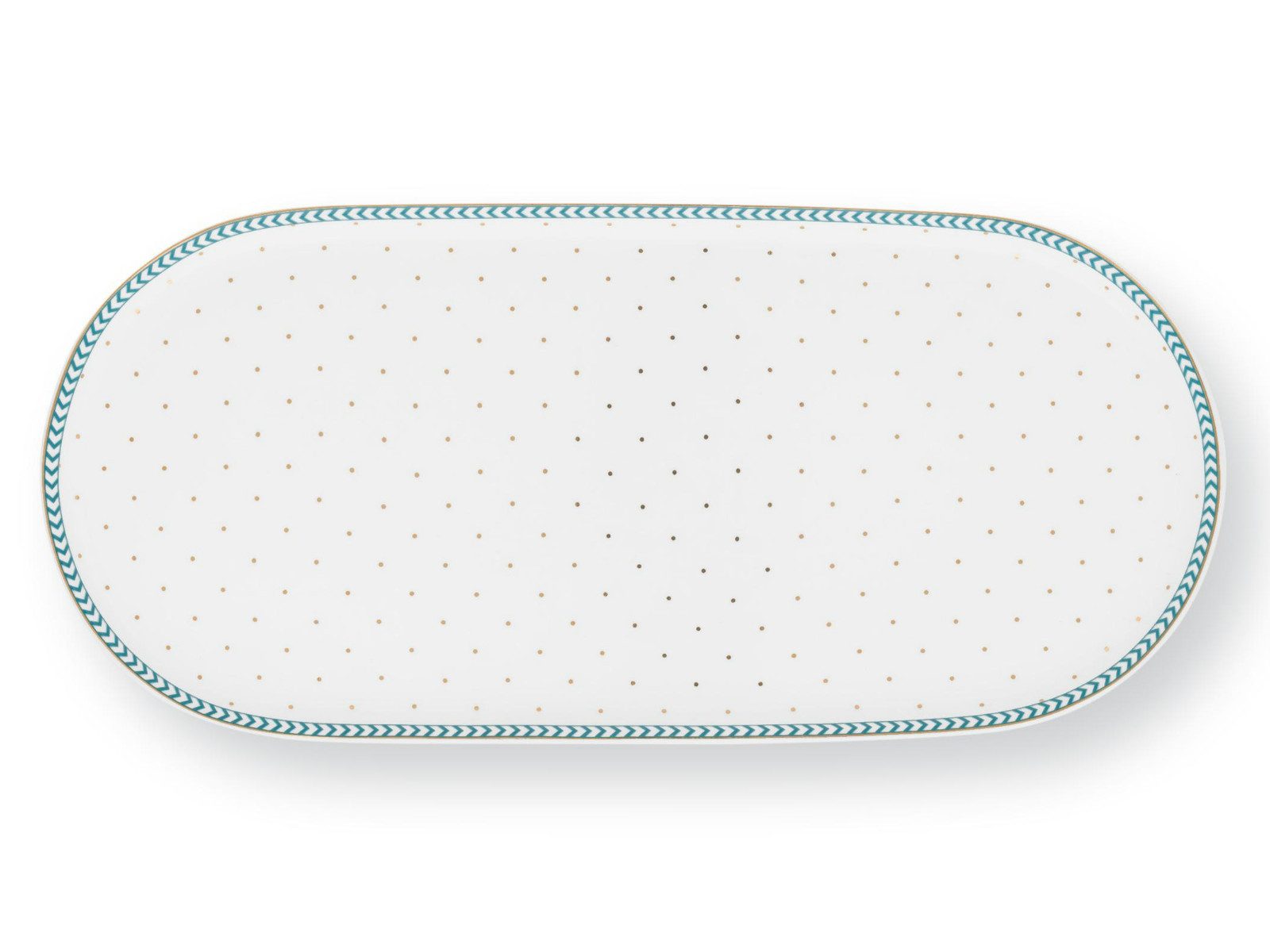 PiP Studio Tablett Jolie Dots Gold Milch- und Zuckertablett 25x12cm, Porzellan