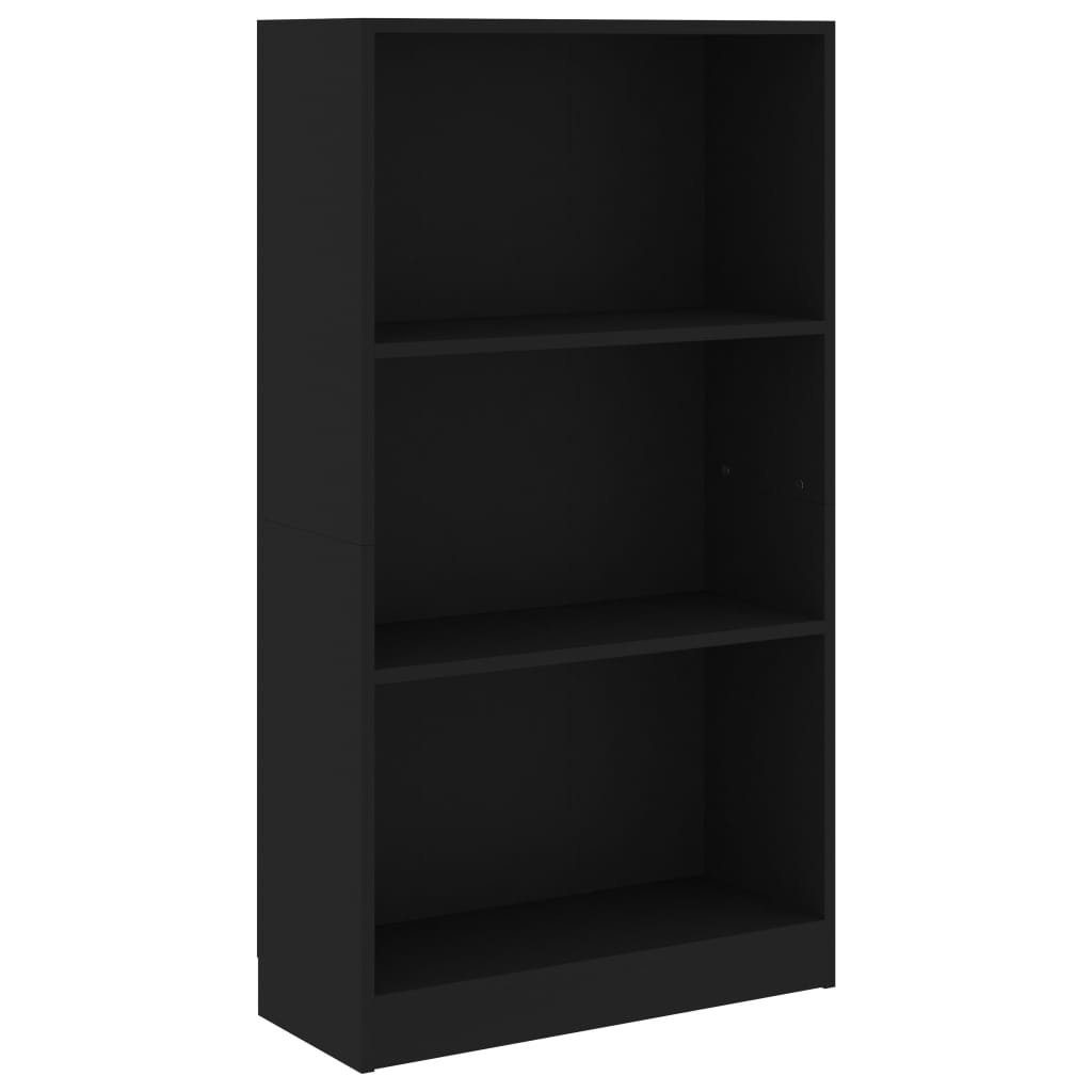 furnicato Bücherregal 3 Fächer Schwarz 60x24x109 cm Holzwerkstoff, 1-tlg.