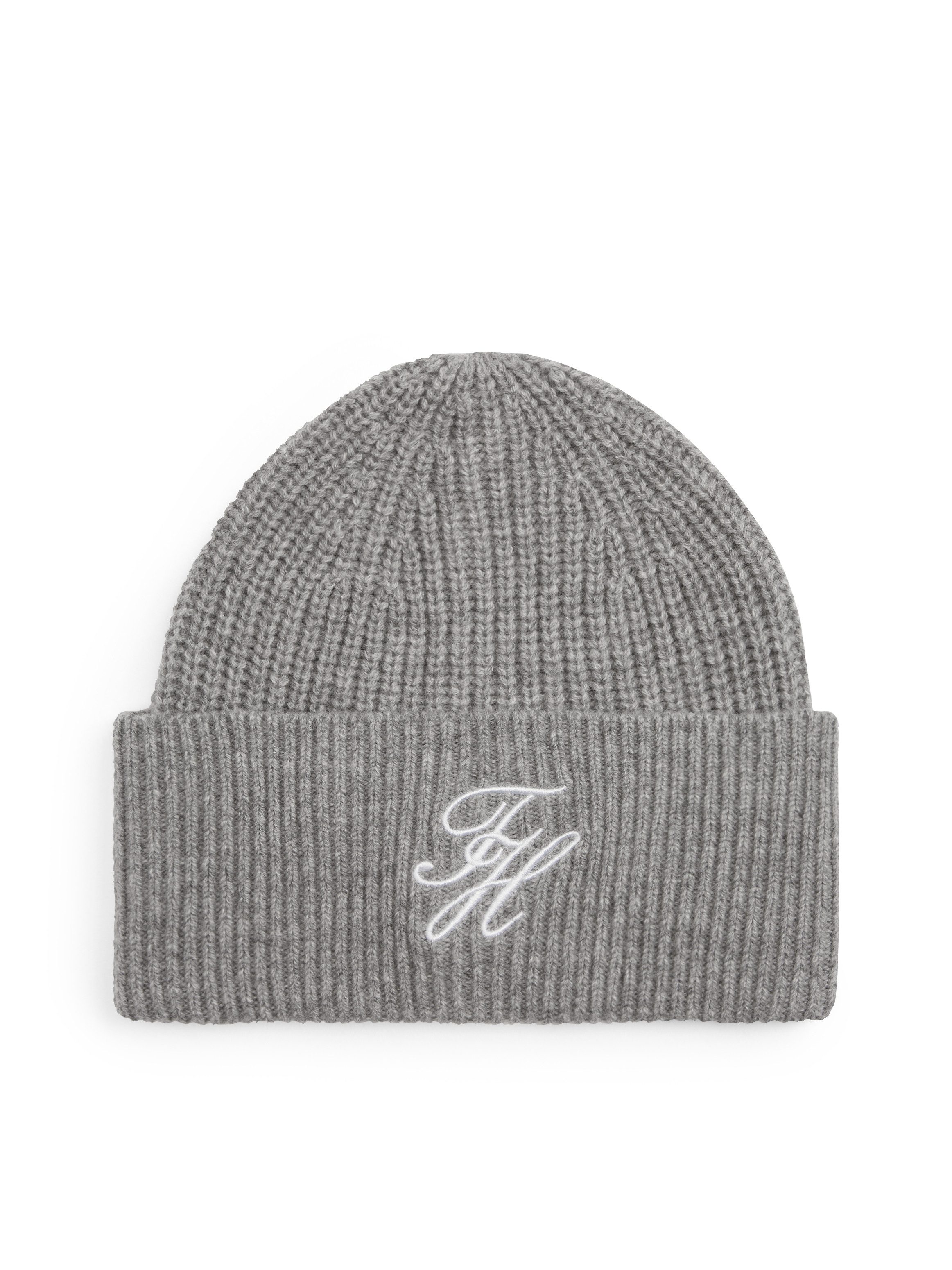 Tommy Hilfiger Beanie TOMMY SCRIPT CASHMERE aus Kaschmirmix mit gesticktem Logo, Maße 21 x 24,5 cm