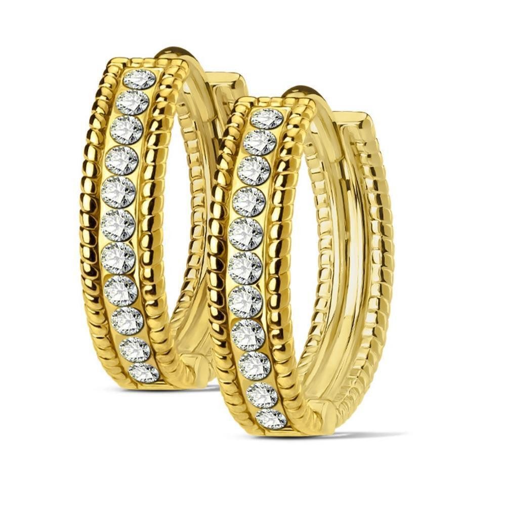 Creolen-Set goldene Creolen Kristalle 4mm aus Edelstahl Damen