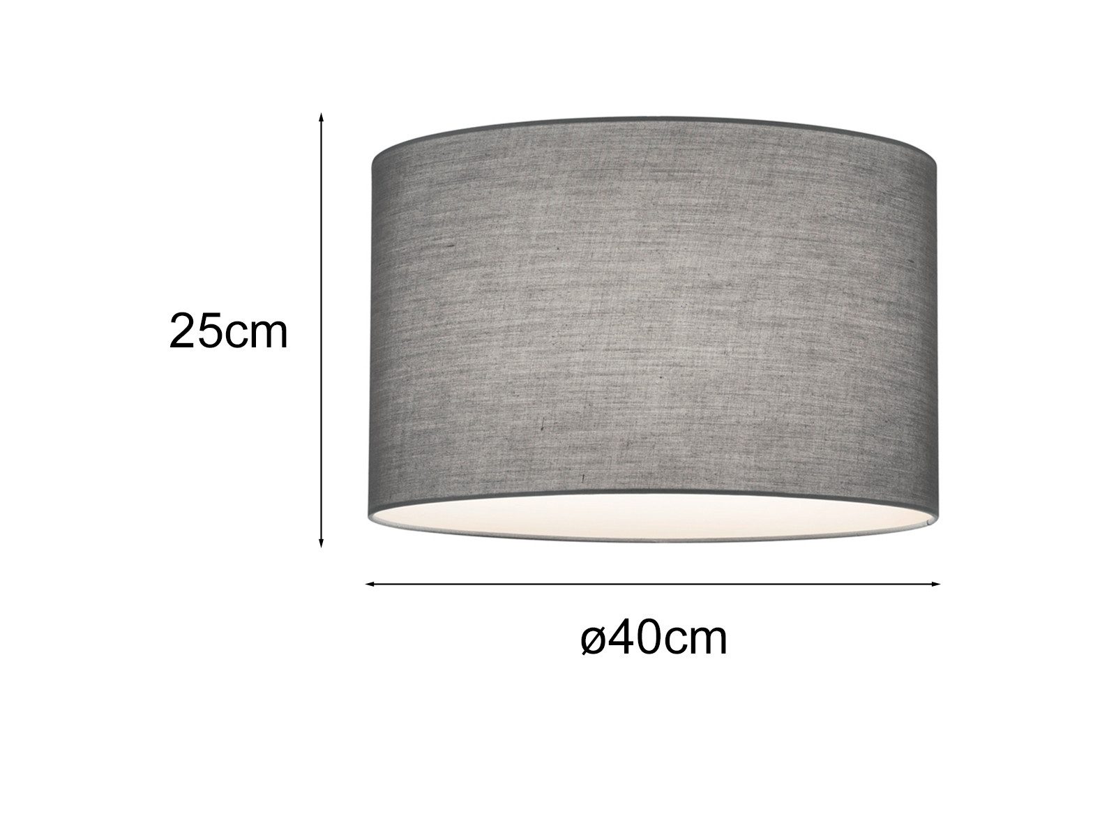 TRIO Leuchten Lampenschirm aus Stoff Ø 40cm für E27 Fassung, großer Stoffschirm rund für Stehlampen, Bogenlampen, Hängelampe