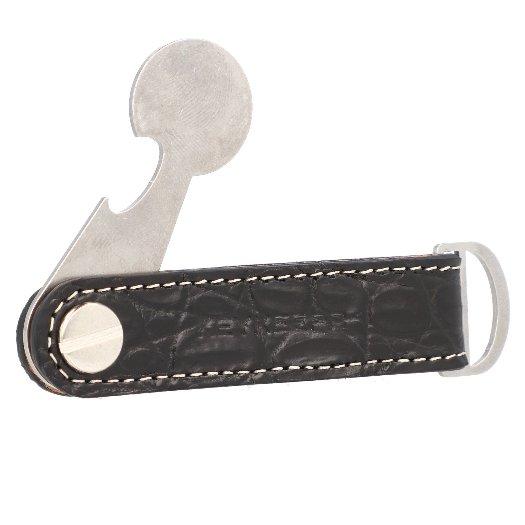 cayman black Leder Keykeepa Loop, Schlüsseltasche
