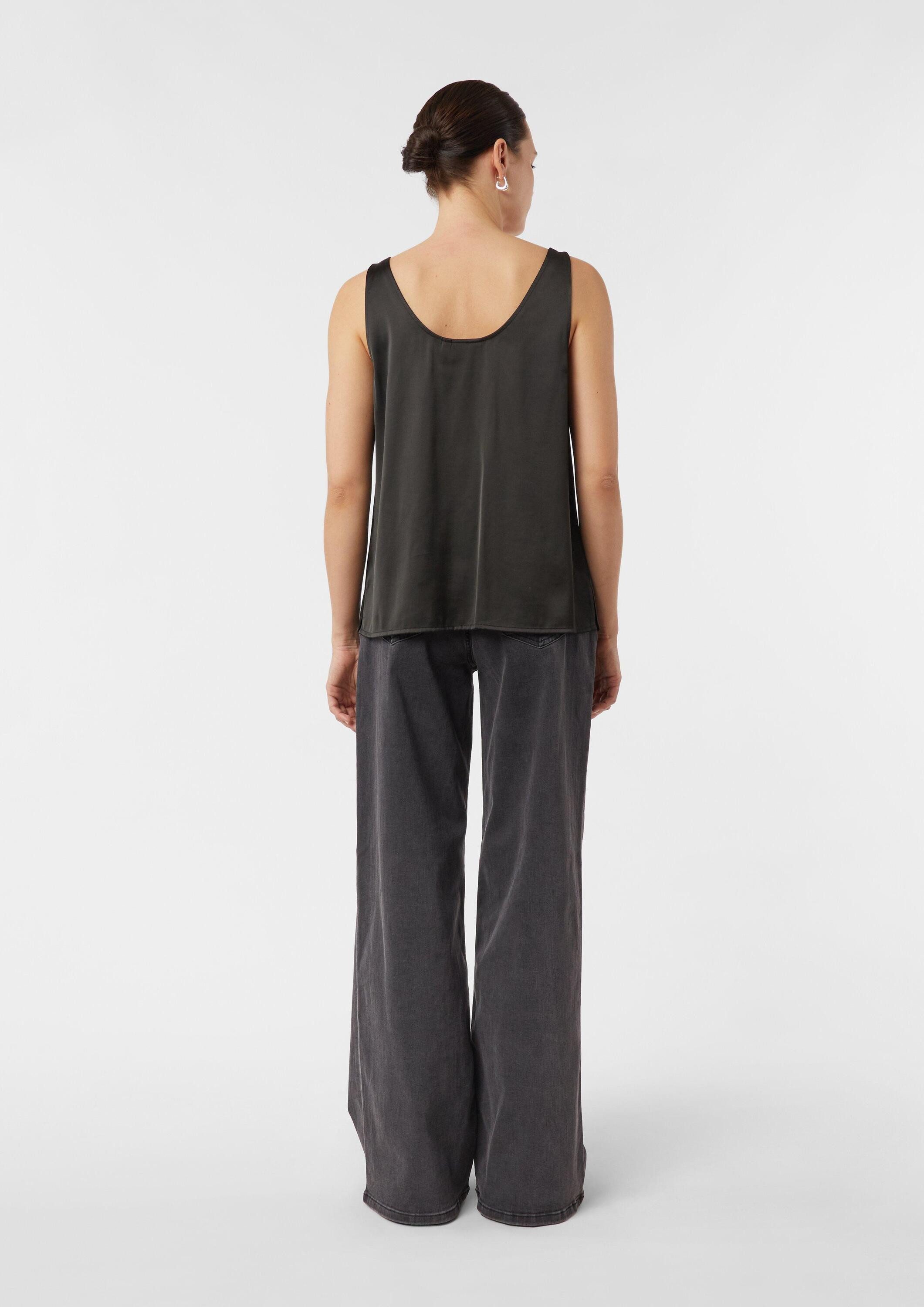 comma Blusentop Bluse Satintop mit tiefem Ausschnitt
