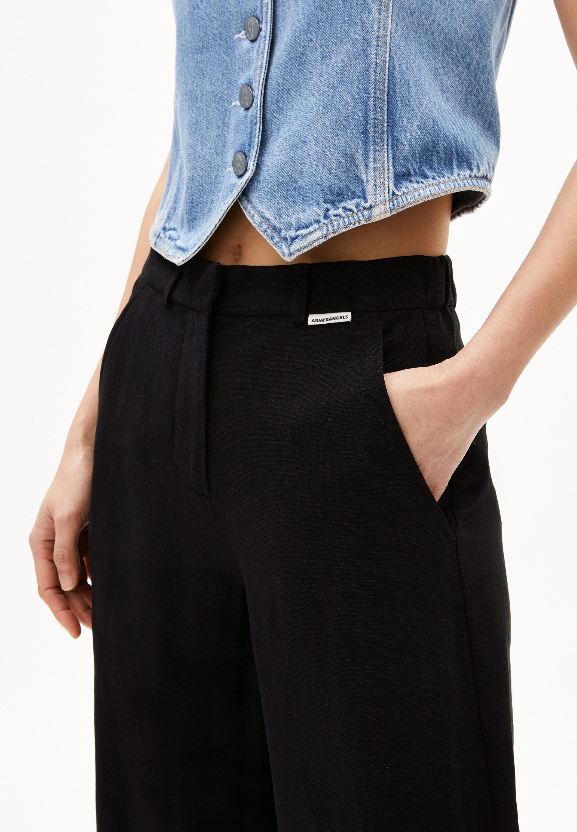 Armedangels Stoffhose CAARUNUS LINO Webhose aus Leinen-Mix (High Waist, Relaxed Fit)