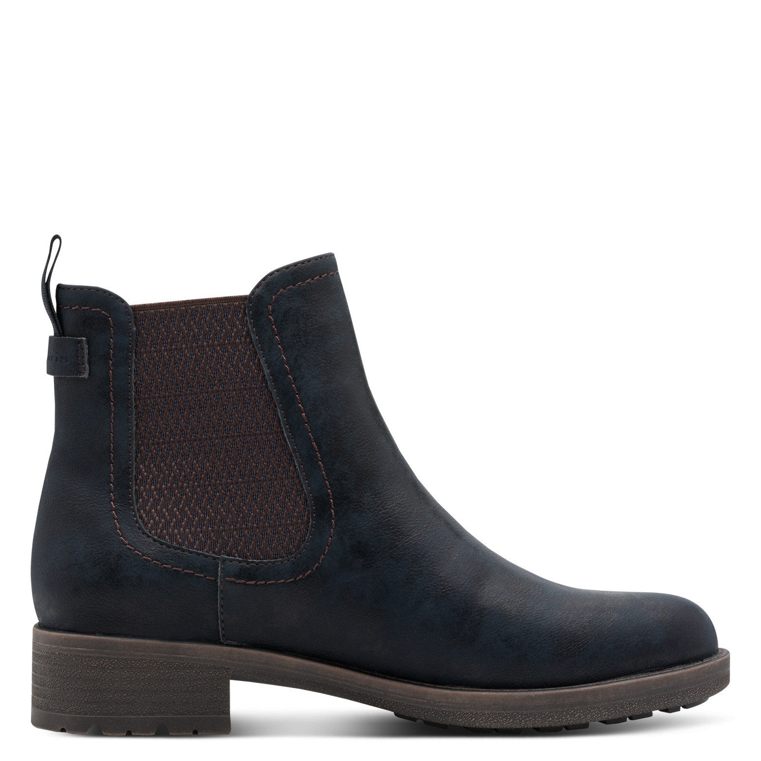 Tamaris Chelseaboots, Blockabsatz, Stiefelette, Schlupfschuh im Used Look