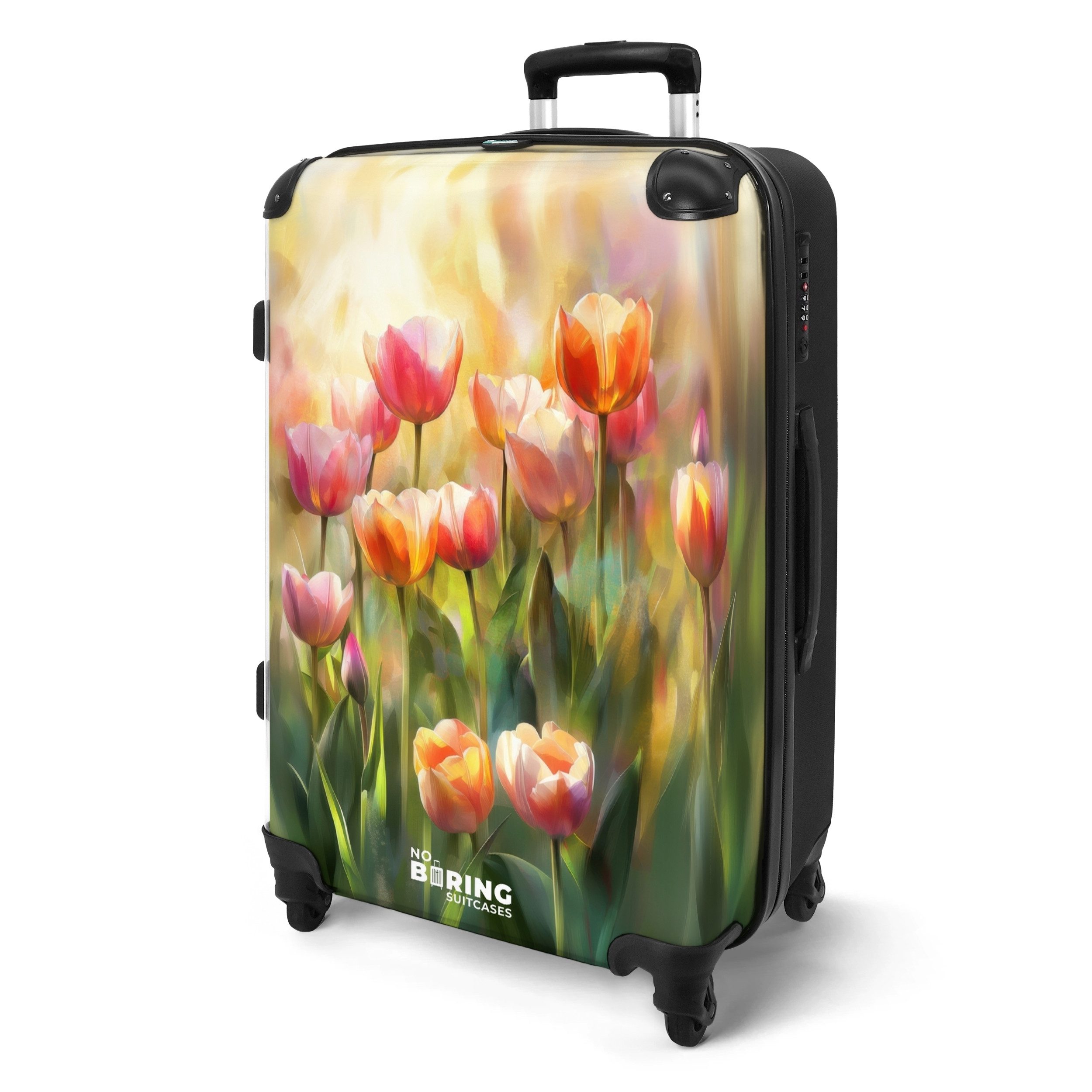 NoBoringSuitcases.com© Hartschalen-Trolley Tulpen mit sanftem blassgelben günstig online kaufen