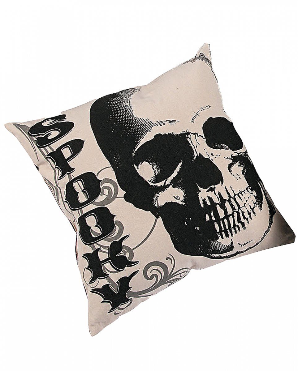 Horror-Shop Dekokissen Halloween Kissen mit Totenkopf im Vintage Look