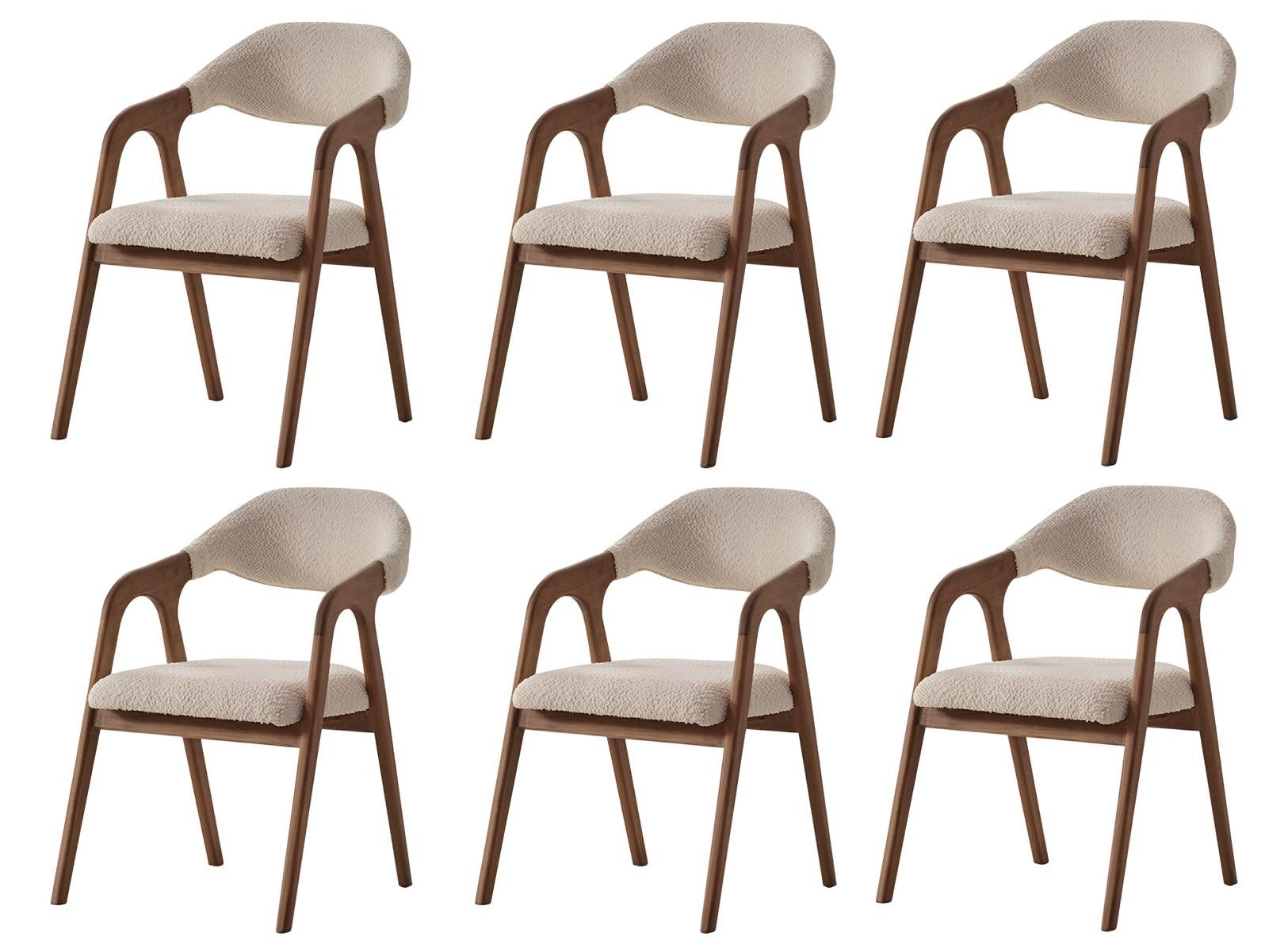 JVmoebel Esszimmerstuhl Designer Polsterstühle in elegantem Grau mit modernem Look (6 St)