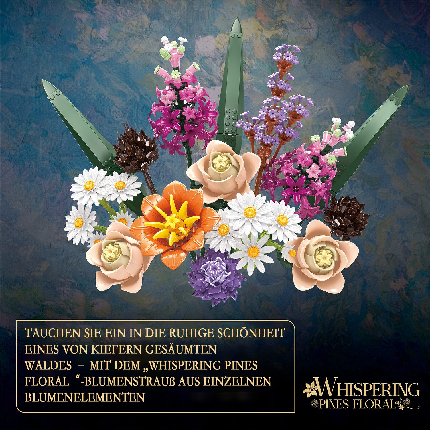 Esun Klemmbausteine Blumen 12 Wildblumen Set Blumenstrauß Bausteine 1190 St Spielbausteine, (Set, 1190 St., Komplettset), Geschenk für Frauen Männer Kinder Erwa – Bild 3 von 5