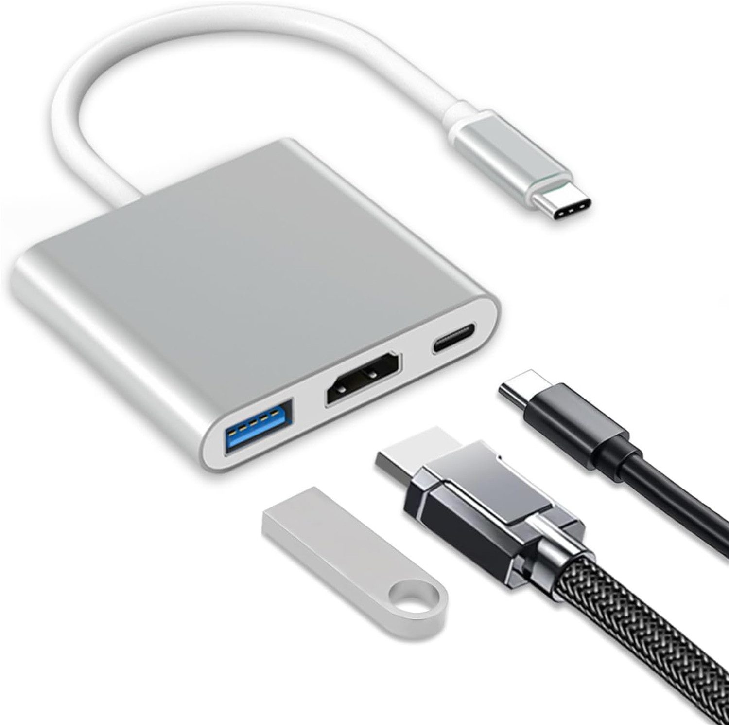 USB C Hub 3.0 Typ-C auf zu HDMI 3 IN 1 Adapter 4K Kabel für PC Laptop HDMI-Adapter