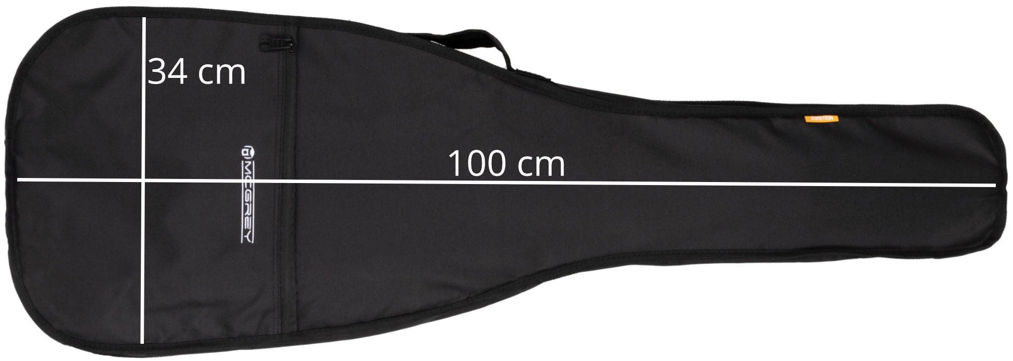 McGrey Gitarrentasche EGEB-1222BK E-Gitarrentasche Schwarz - Preiswerte Tasche für E-Gitarre (Nylon Tasche mit weicher Polsterung, inkl. Fronttasche für Noten/Zubehör), Mit 2 verstellbaren Rucksackgurten und Fronttasche