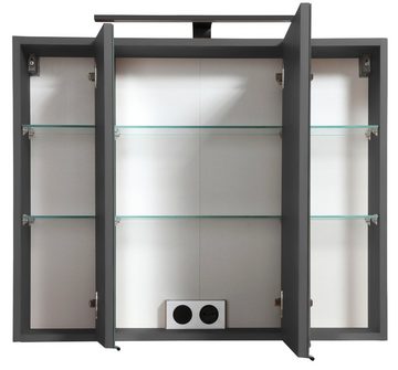 HELD MÖBEL Spiegelschrank Trento, verschiedene Ausführungen und Farben Breite 80 cm, mit 3D-Effekt, Spiegeltüren, Inklusive LED-Beleuchtung