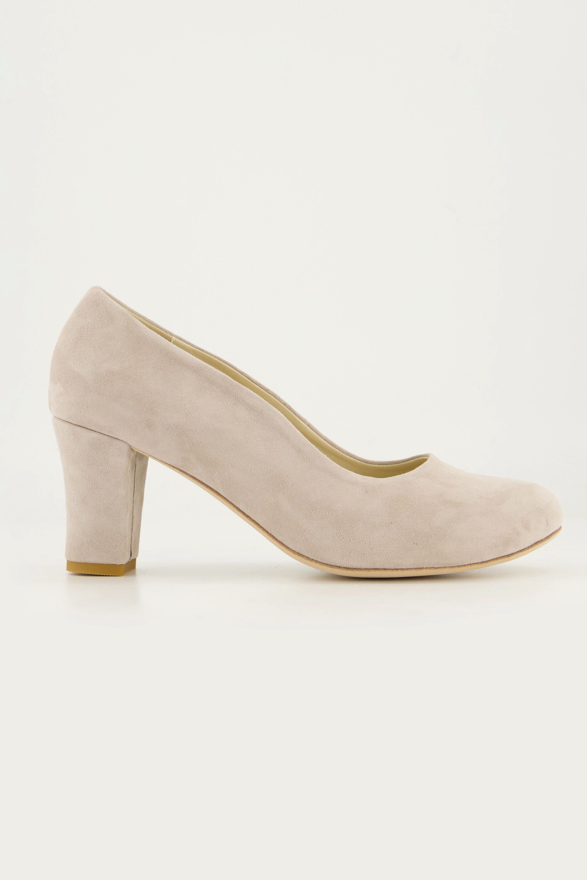Ulla Popken Veloursleder-Pumps Wellenschnitt Blockabsatz Pumps günstig online kaufen