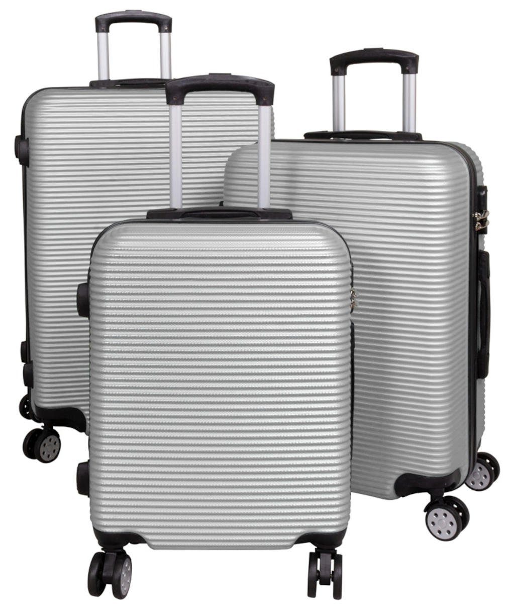 Warenhandel König Trolleyset Malaga, 4 Rollen, (3 tlg., Gr. M, L und XL), aufrecht rollbar Silber