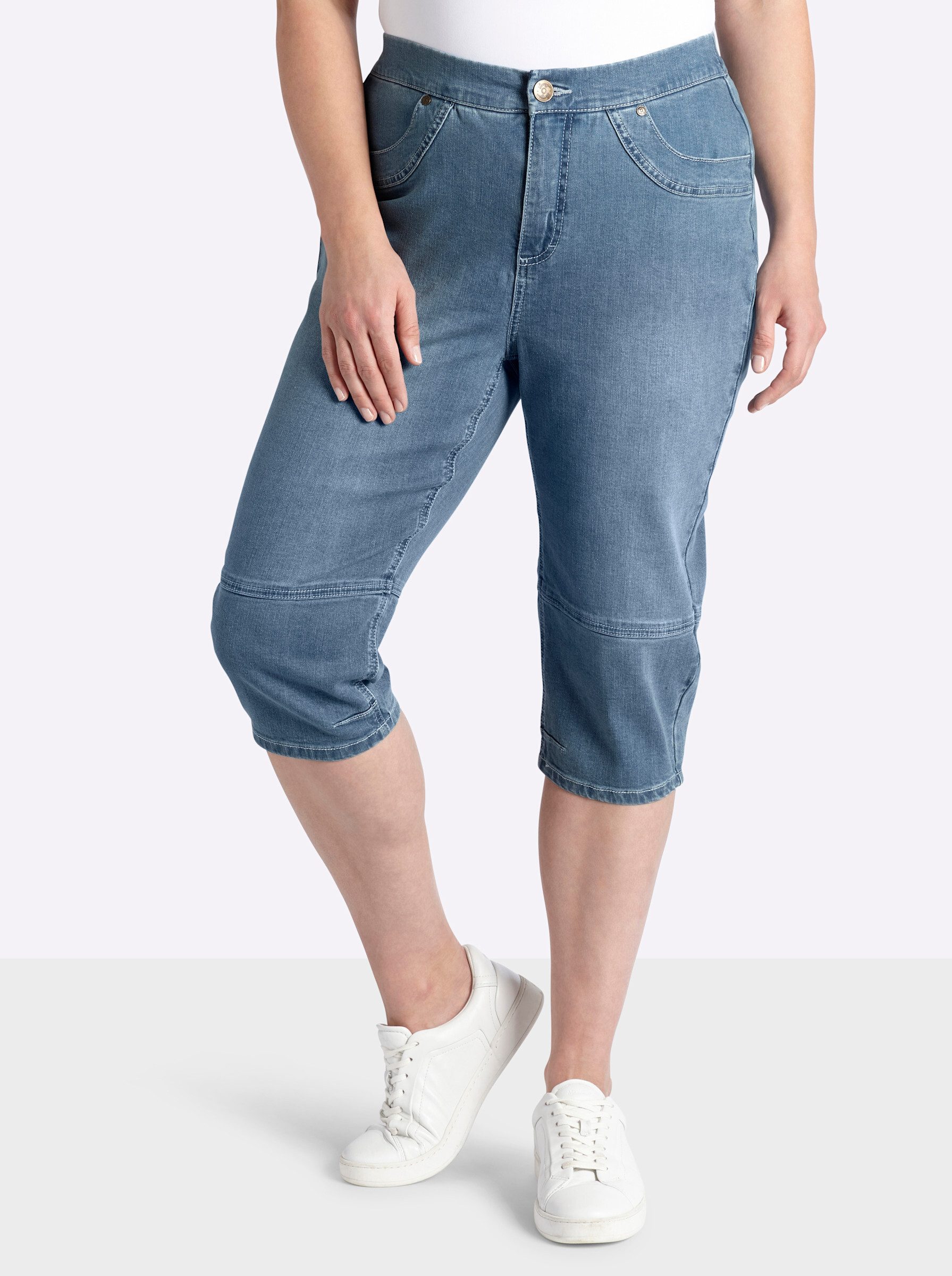 Sheego Jeansshorts Capri-Jeans erhöht