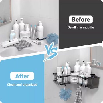 BlauCoastal Duschablage Duschablage Ohne Bohren 2 Stück, Duschablage Edelstahl für Badezimmer und Küche (Schwarz)