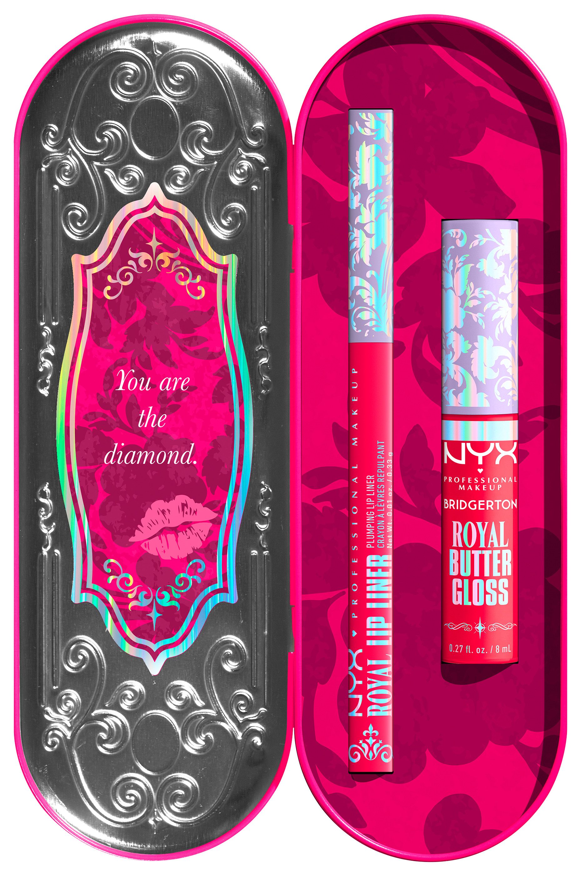 NYX PROFESSIONAL MAKEUP Schmink-Set BRIDGERTON ROYAL TREASURES LIP KIT, 2-tlg., Royal Butter Gloss und Royal Lip Liner