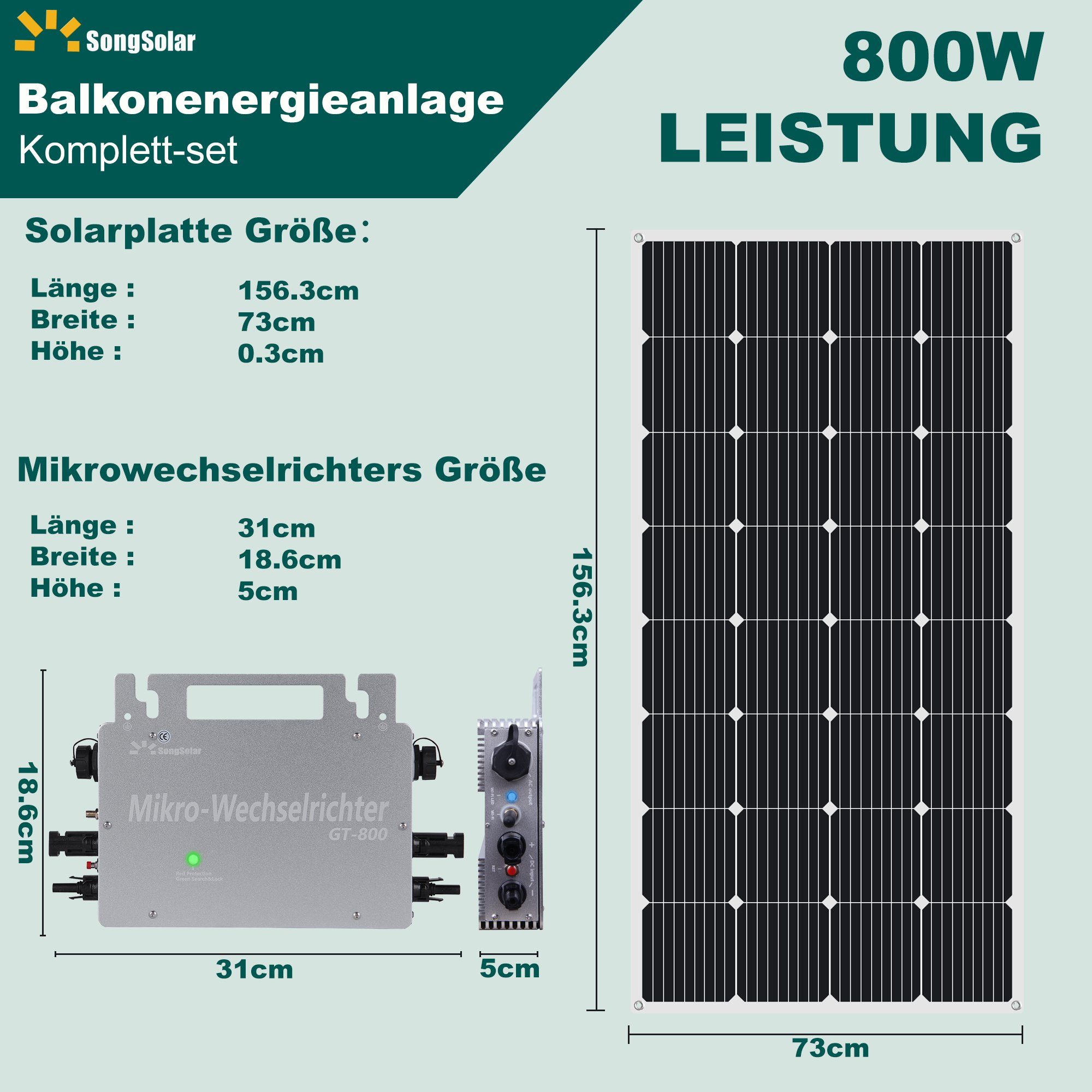 Solaranlage play,Balkon Solaranlage Solaranlage,Balkonkraftwerk,Flexible Solar 800/800W Song Balkonkraftwerk, W, 800,00 Plug and