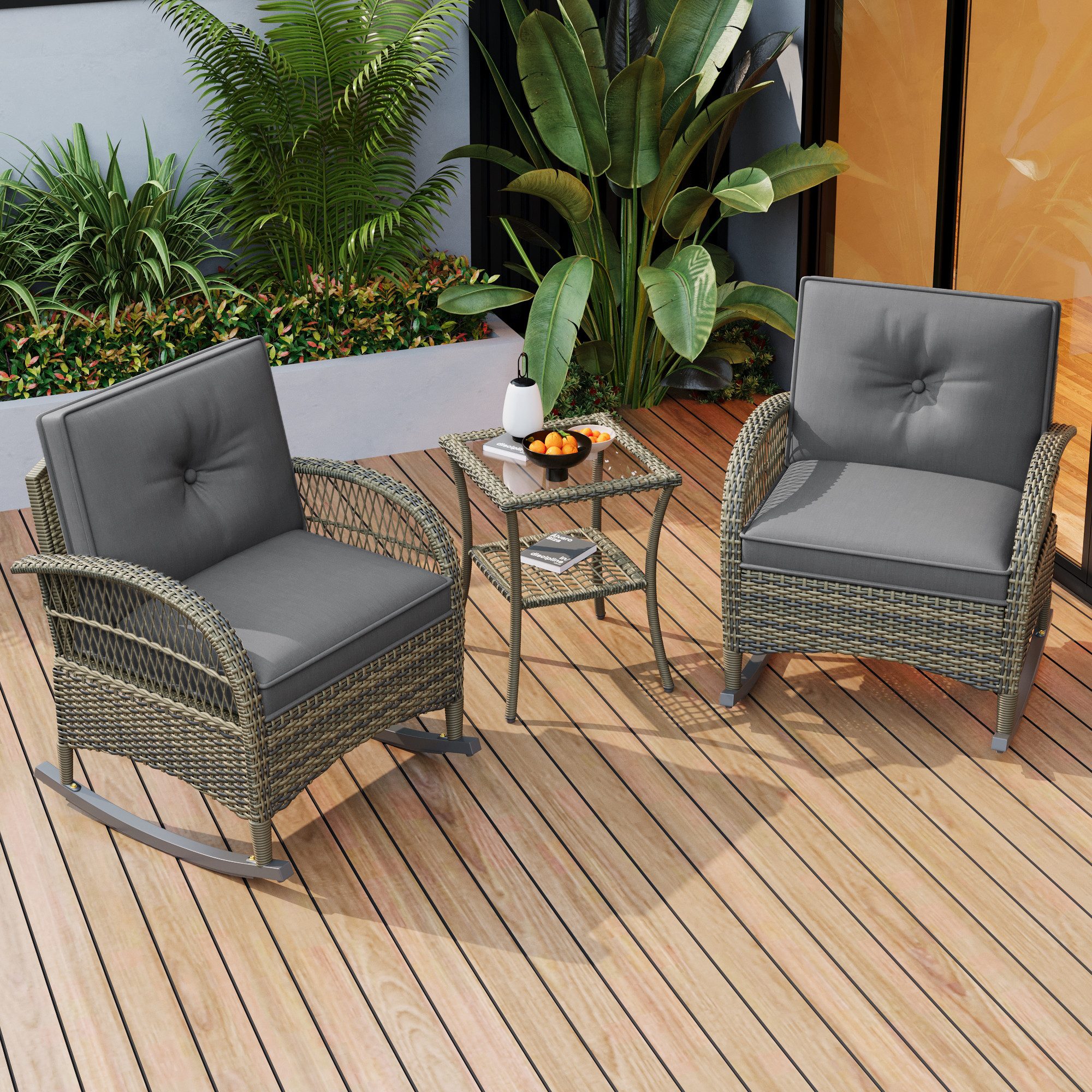 Flieks Balkonset, Outdoor Rattan Gartensofa Balkonset günstig online kaufen