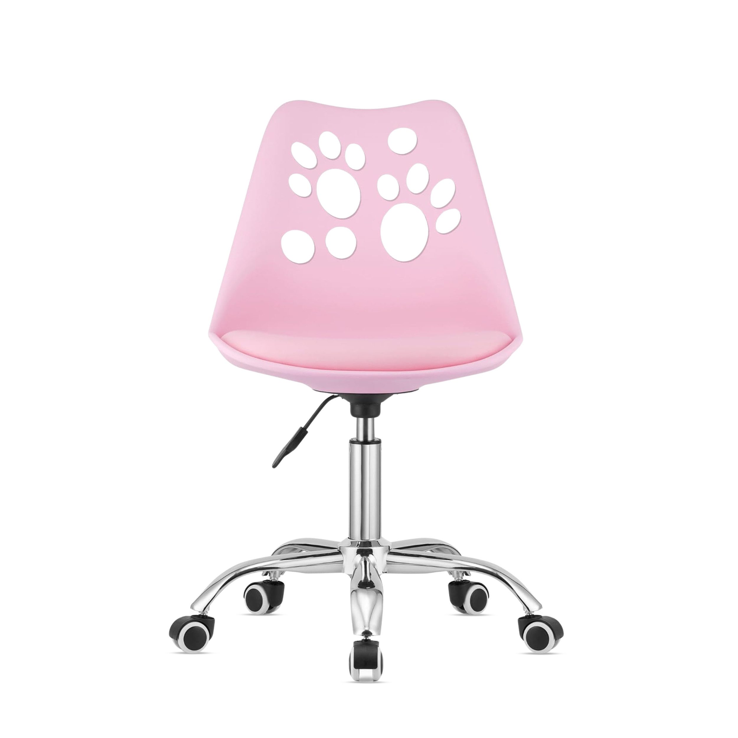 Bürostuhl Drehstuhl in Pink, ergonomisch, mit Eco-Lederkissen & Chromfuß