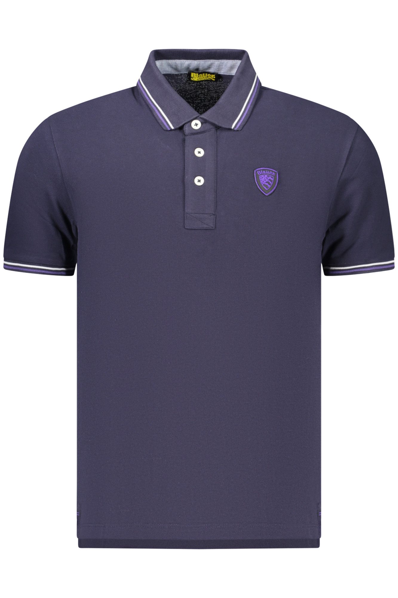 Blauer Poloshirt Herren Kurzarm-Poloshirt Blau mit Kontrastdetails