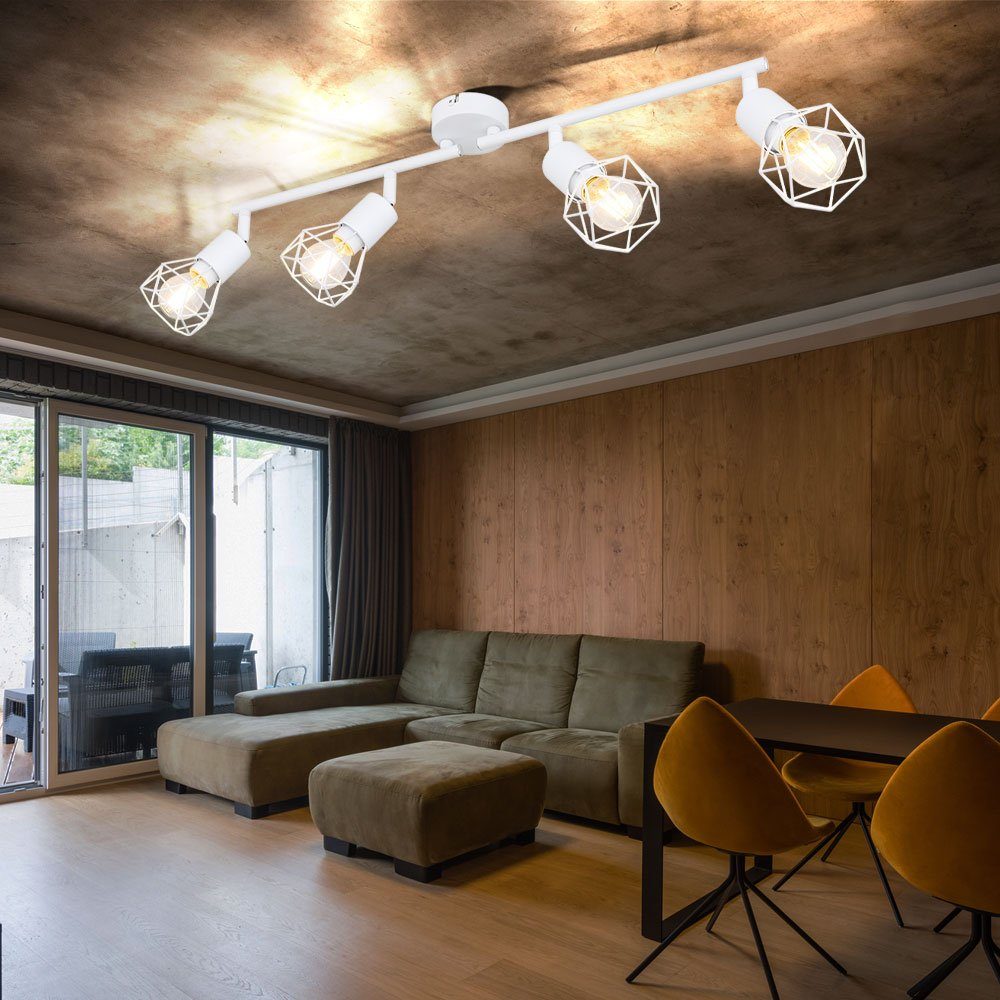 etc-shop LED Deckenspot, Leuchtmittel inklusive, Warmweiß, Decken Strahler Retro Käfig Leuchte Wohn Zimmer Spot