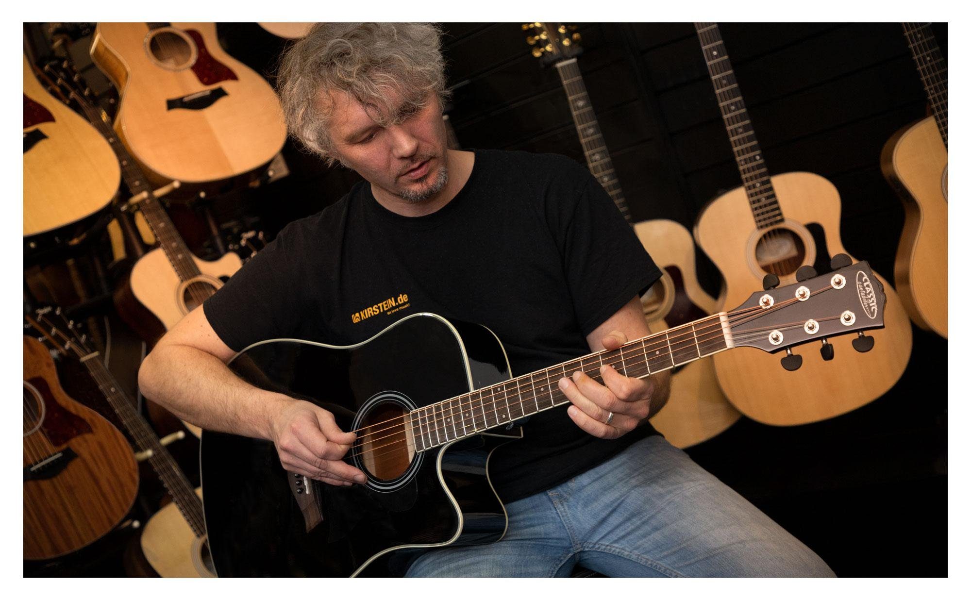 Classic Cantabile Westerngitarre WS-20 EQ mit Tonabnehmer, Boden & Zargen: Sapele