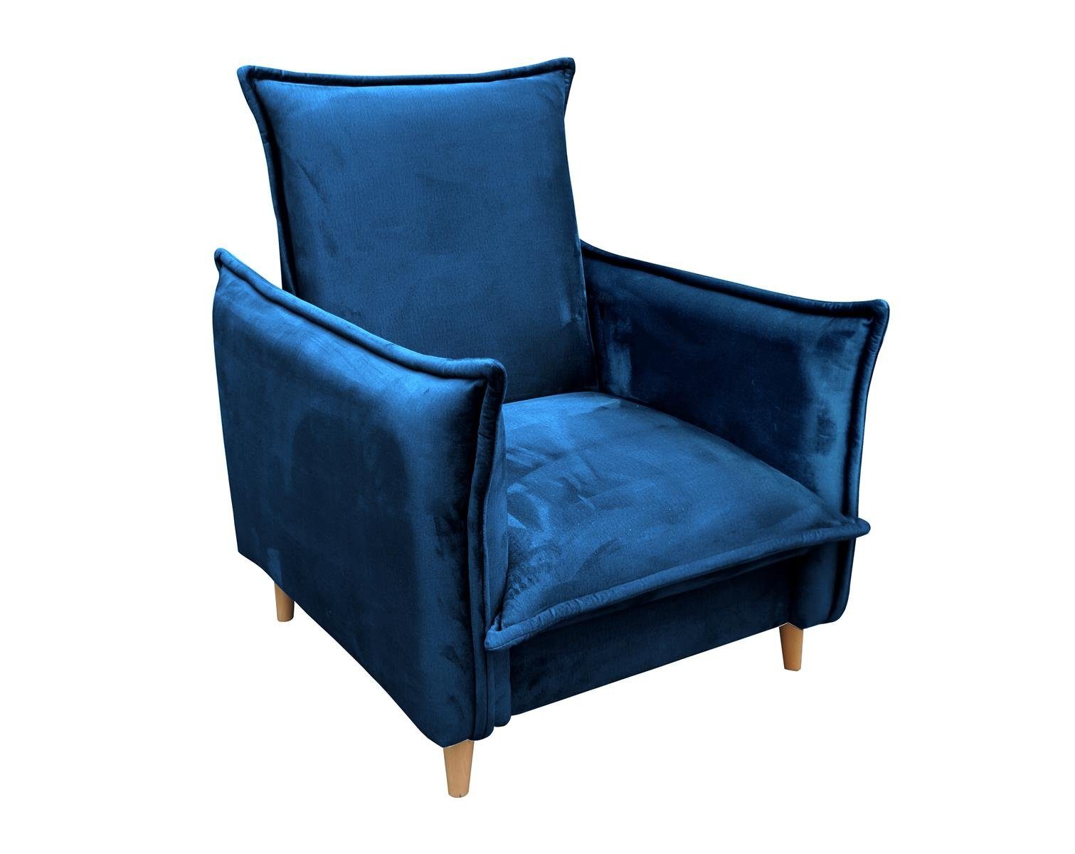 Armchair für Marineblau Wohnzimmer, Design, (Relaxsessel Sessel 09) sknadinavisches Polstersessel Beautysofa Pillow Wohnzimmersessel), im (kronos