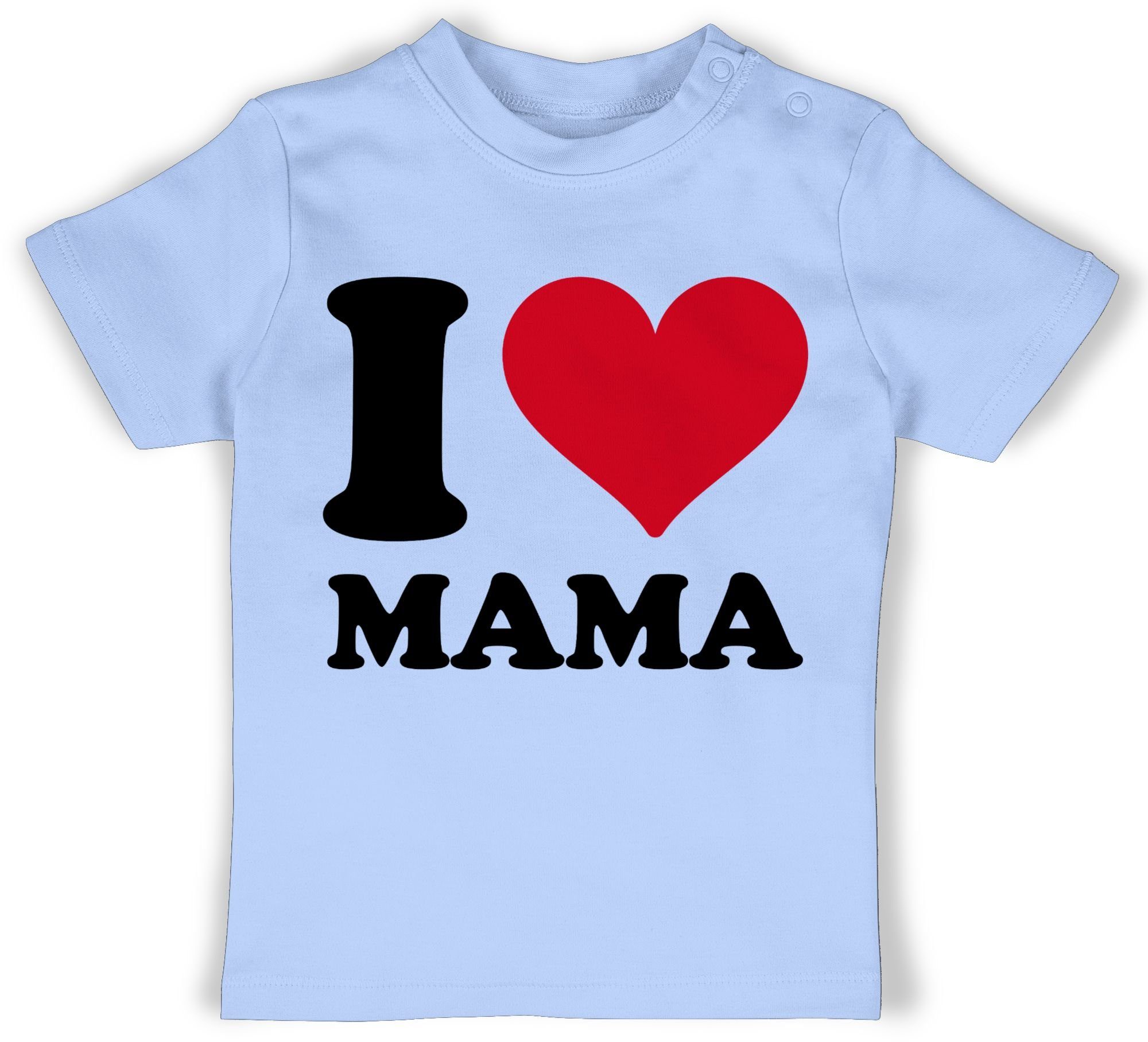 Shirtracer T-Shirt I Love Babyblau Muttertagsgeschenk 3 Mama