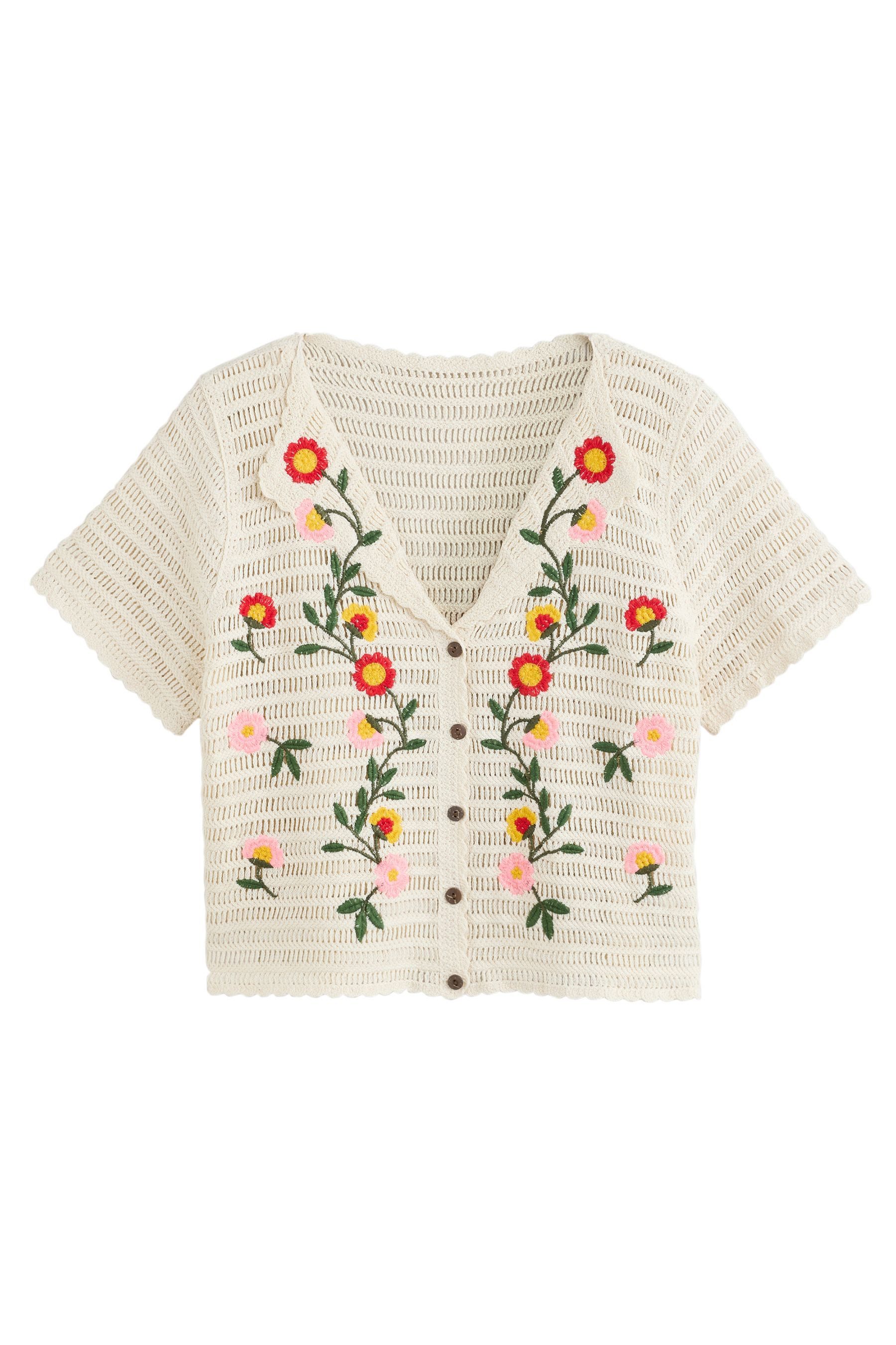 Next Strickpullover Geknöpfte Bluse, Blumenstickerei und günstig online kaufen
