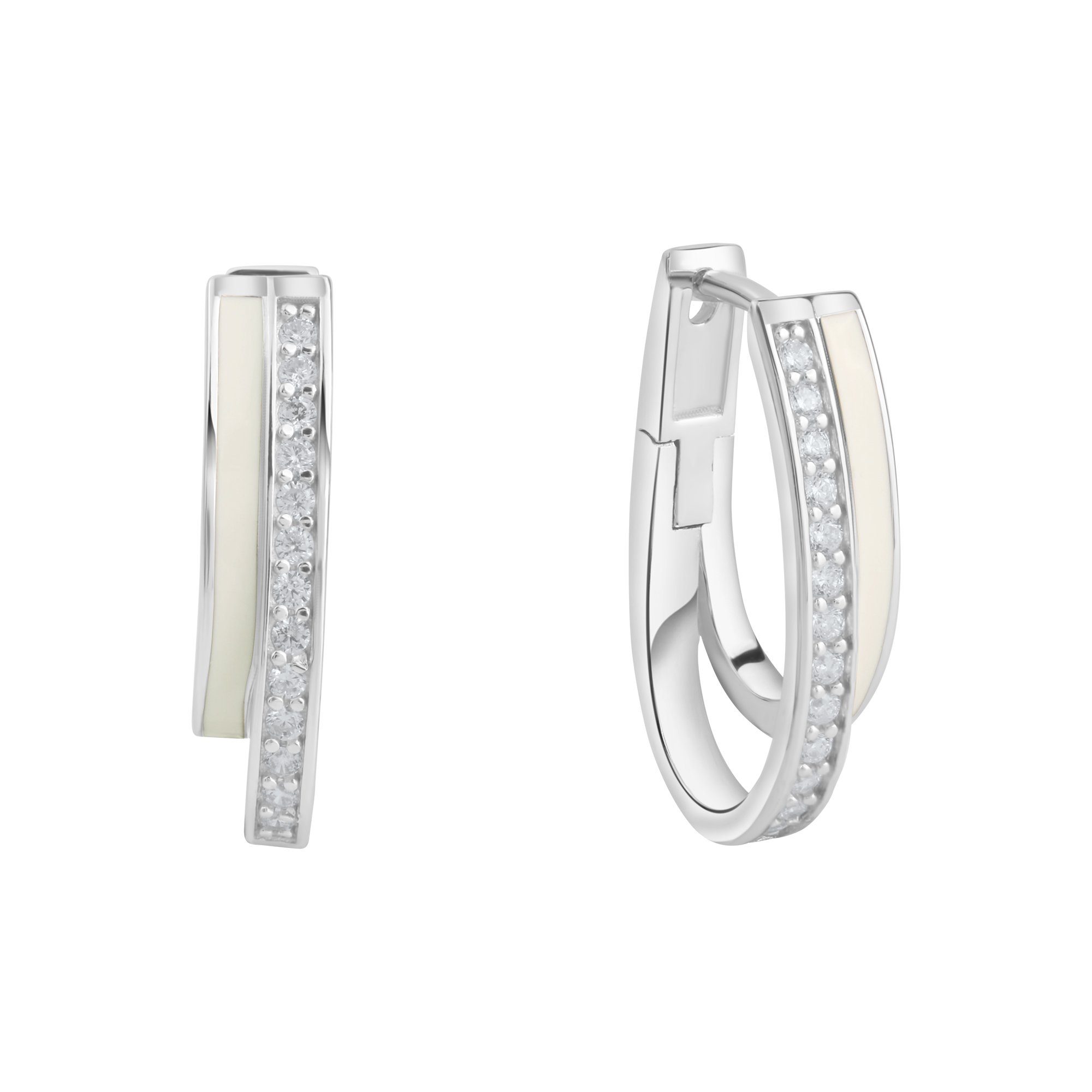 Paar Creolen 925/- Sterling Silber Zirkonia