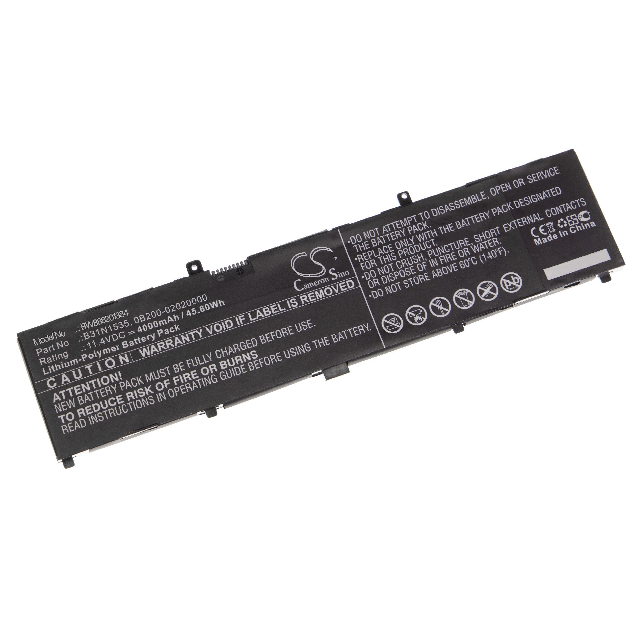 vhbw Laptop-Akku Ersatz für Baugleiche Originalteilebezeichnung Asus 0B200-02020000, B31N1535 für Notebook / Notebook / Netbook Notebook (4000mAh, 11,4V, Li-Polymer) 4000 mAh