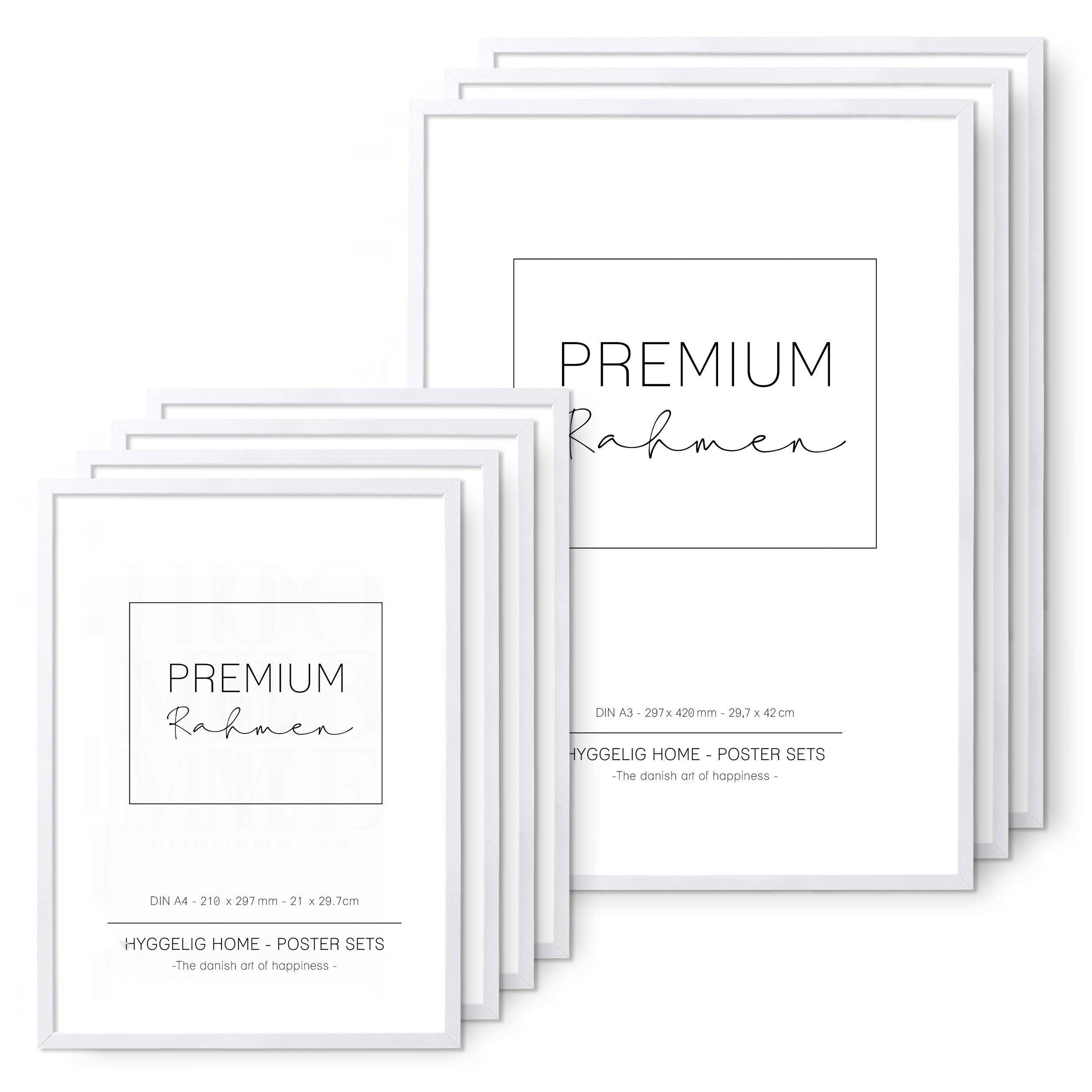 Hyggelig Home Рамки-Set Premium Fotorahmen Set – 7 hochwertige Holzbilderrahmen in weiß
