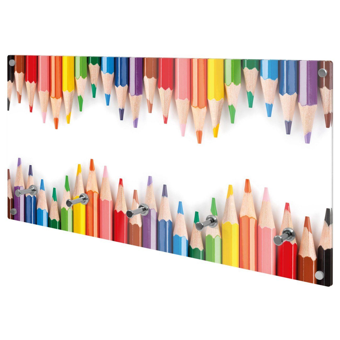 banjado Garderobenleiste Glas Buntstifte (Wandgarderobe, mit verchromten Ha günstig online kaufen