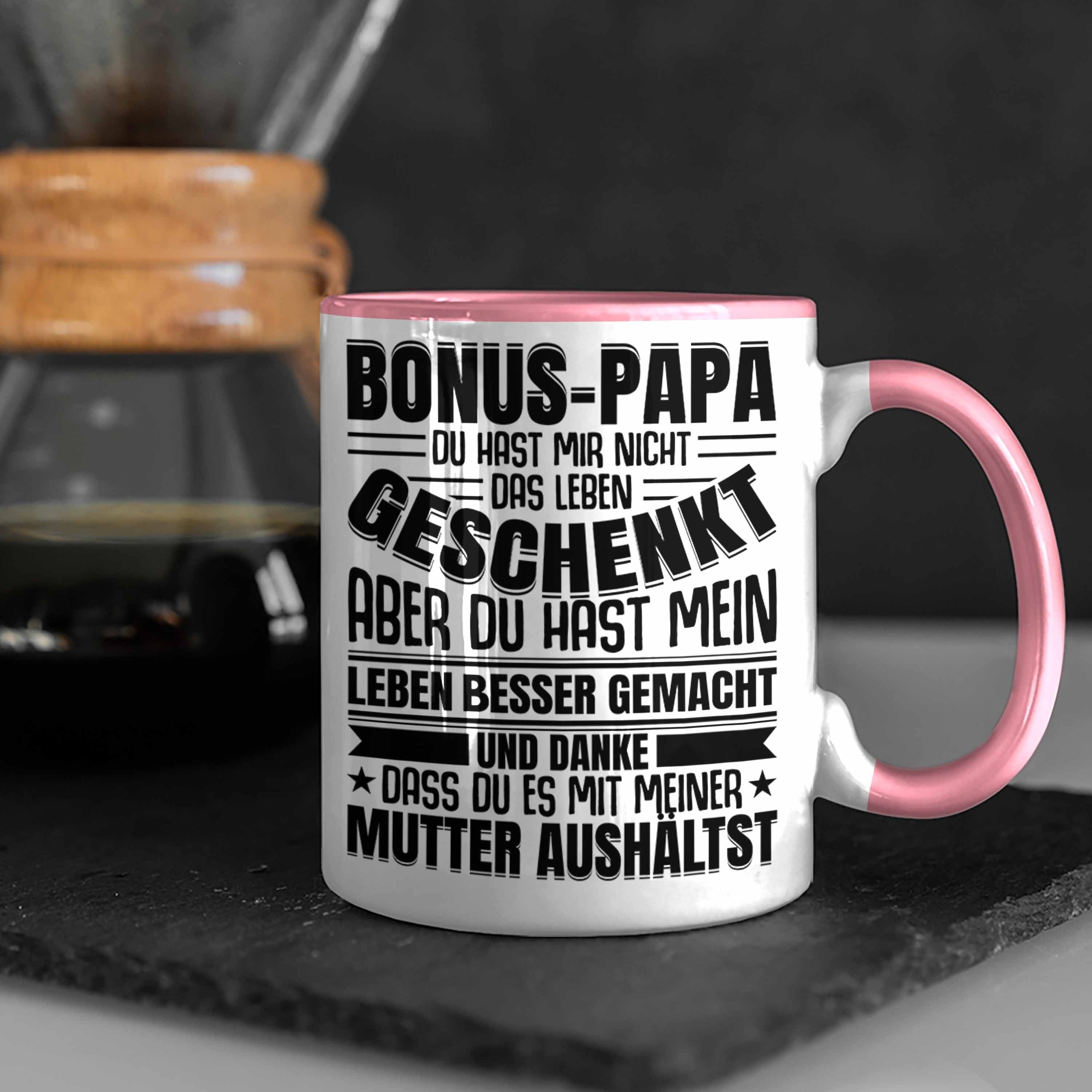 Trendation Spruch - Lustiger Trendation Stiefvater Geschenk Rosa Tasse Tasse Vatertag Stiefpapa Bonus Geschenkidee