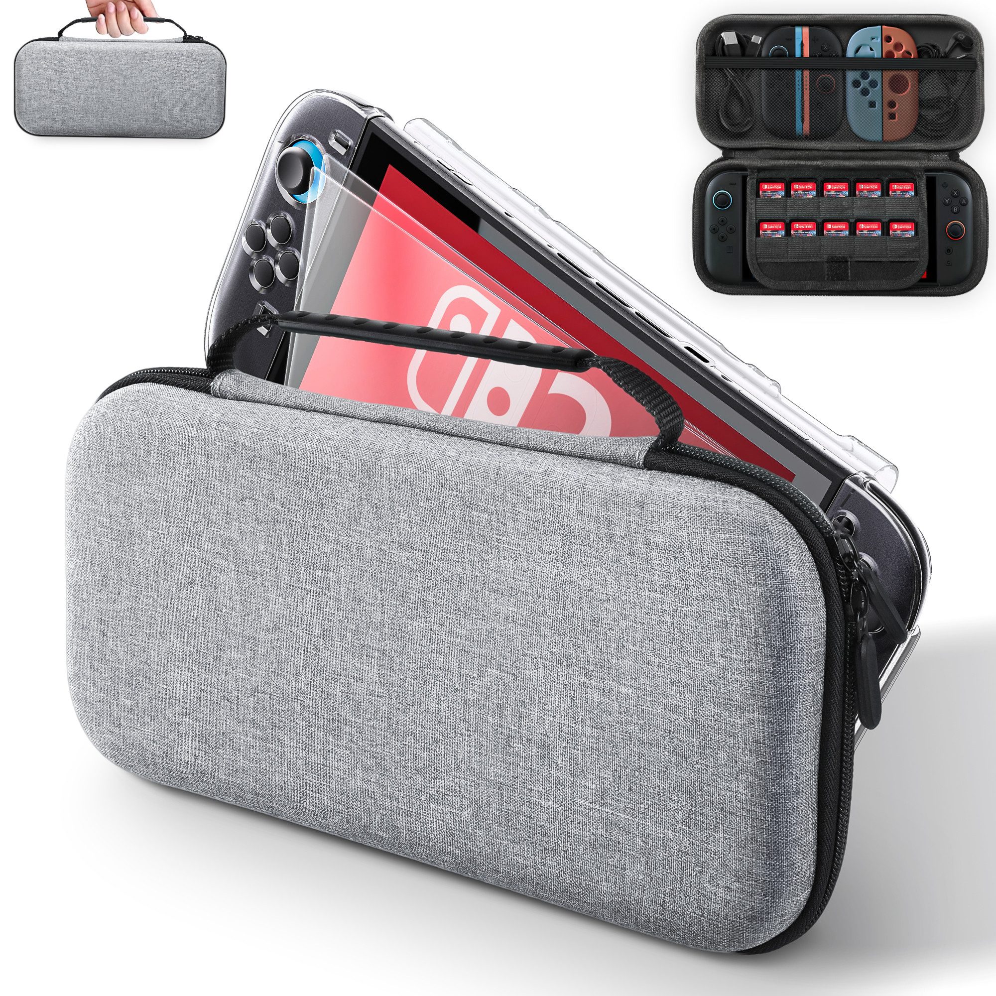 Luckice Schutzfolie 5-in-1 Switch 2 Tasche Kompatibel, (mit Nintendo Switch 2 Zubehör (2025) Komplettpaket mit 1x Tragetasche, 2x Display-Schutzfolien, 1x Konsolen-Schutzhülle,1xPC-Rückenschale für die Switch 2, 5-St)