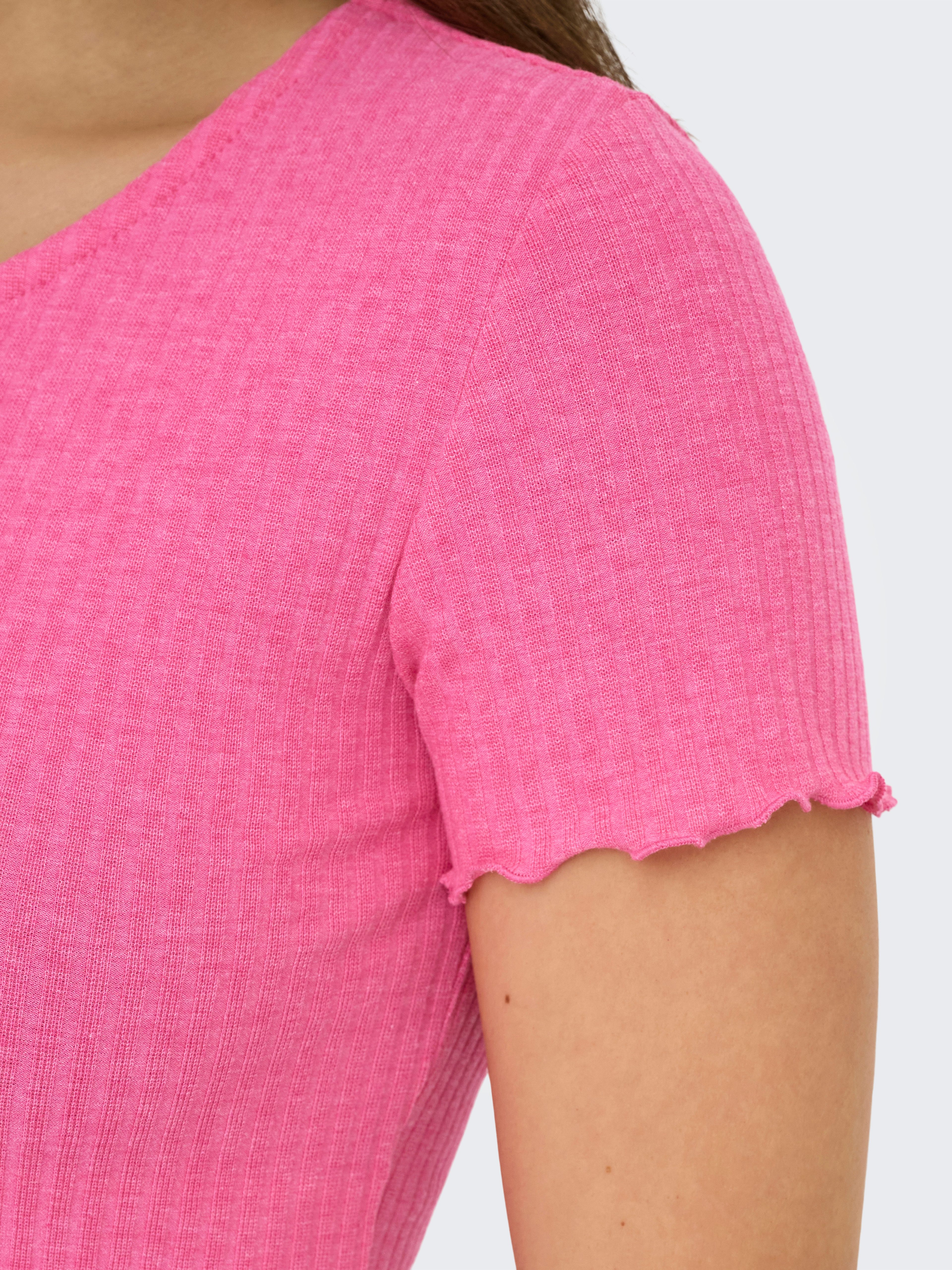 ONLY Rundhalsshirt ONLEMMA S/S SHORT TOP NOOS JRS Rundhals, modisch, regular fit, gewellter Abschluss, unifarben